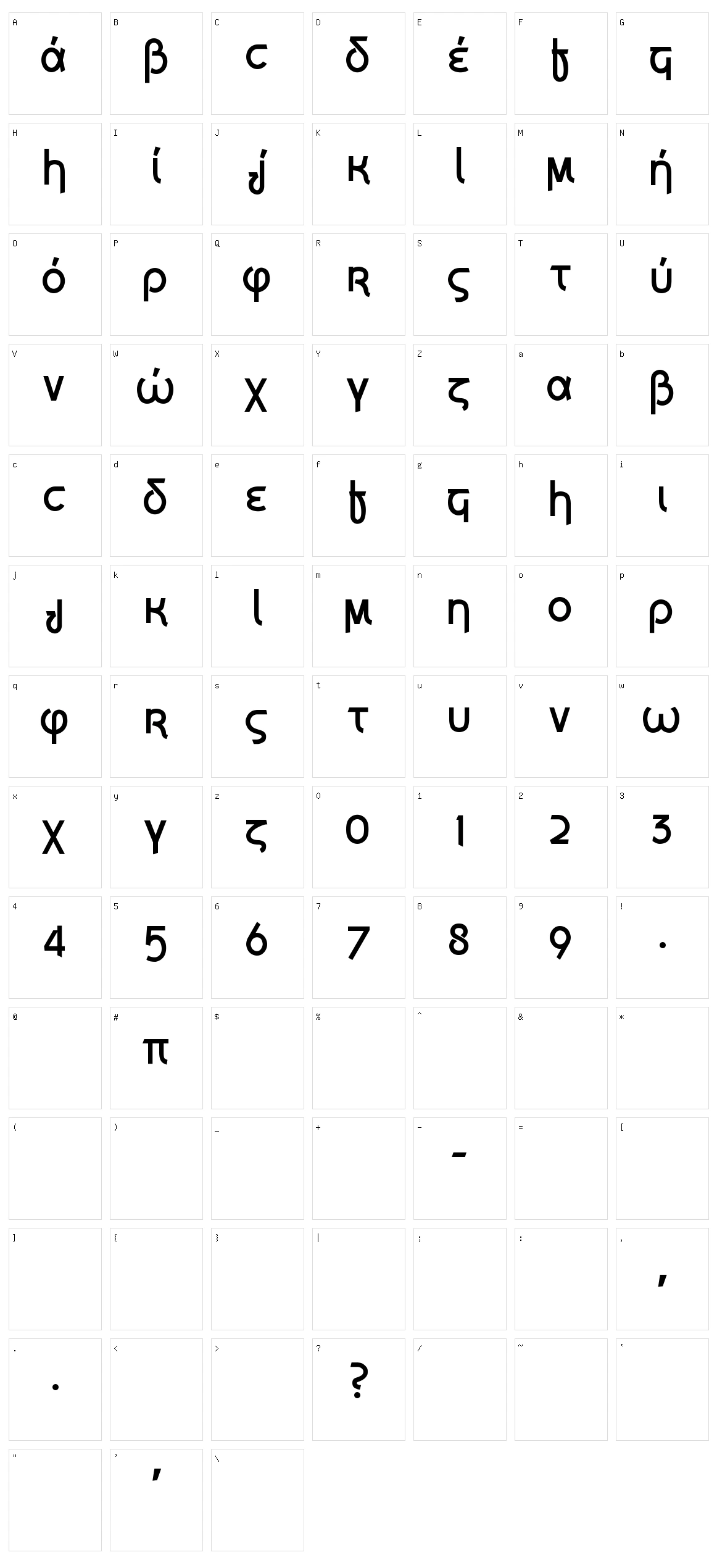 Grecian Formula Character Set