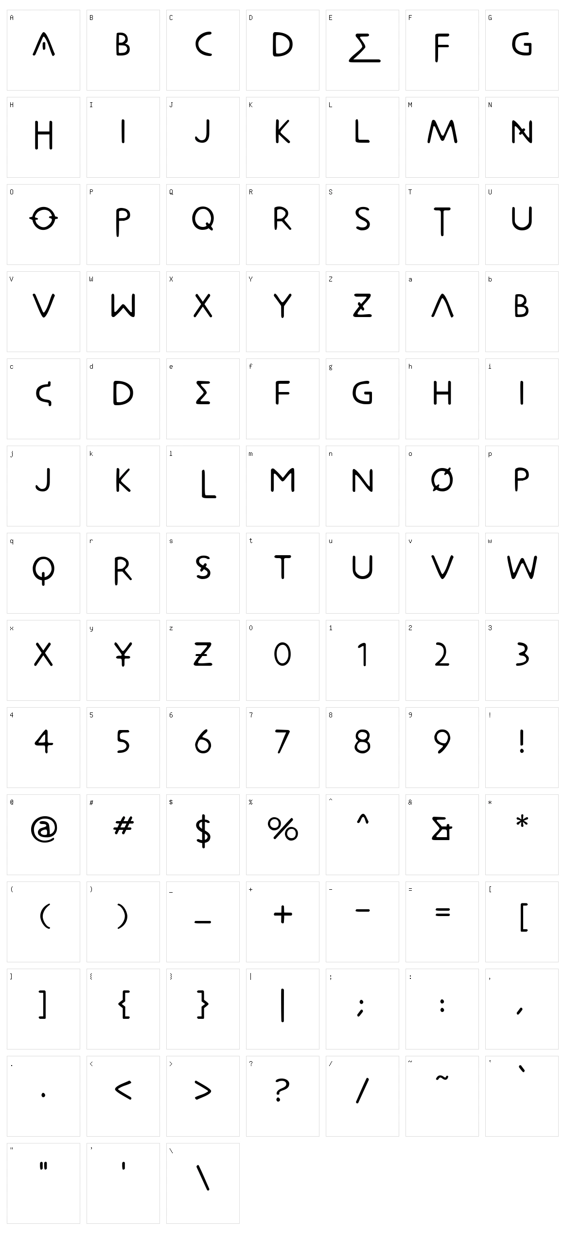 Metrolox Character Set