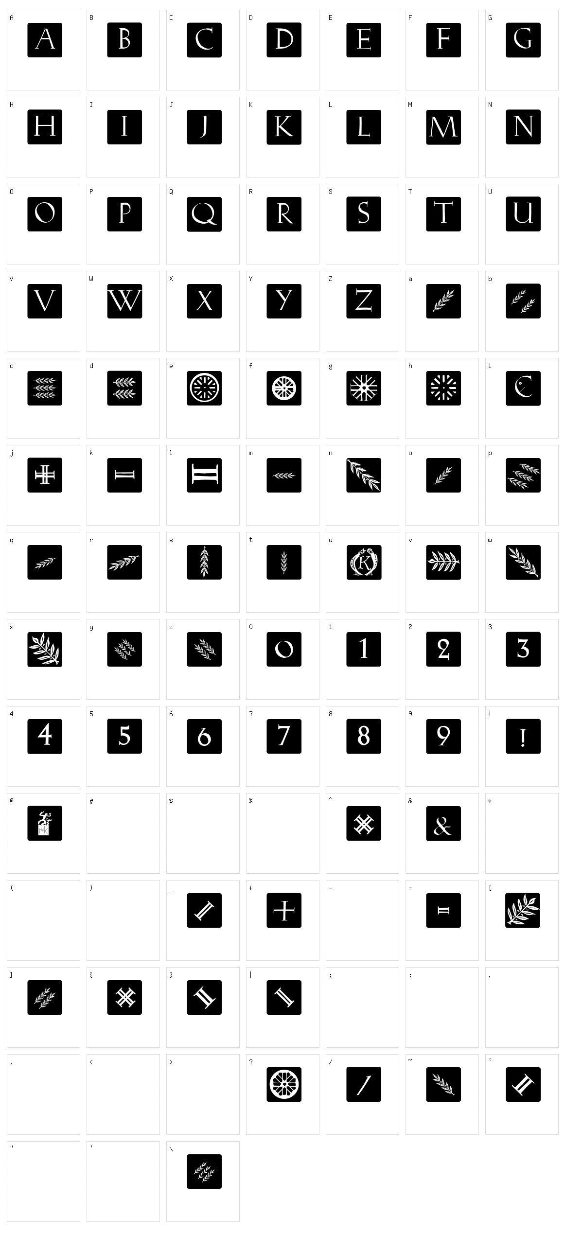 Romana Caps Classic Squares Character Set