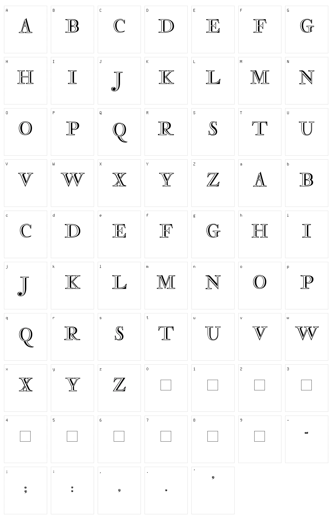Rosart Character Set