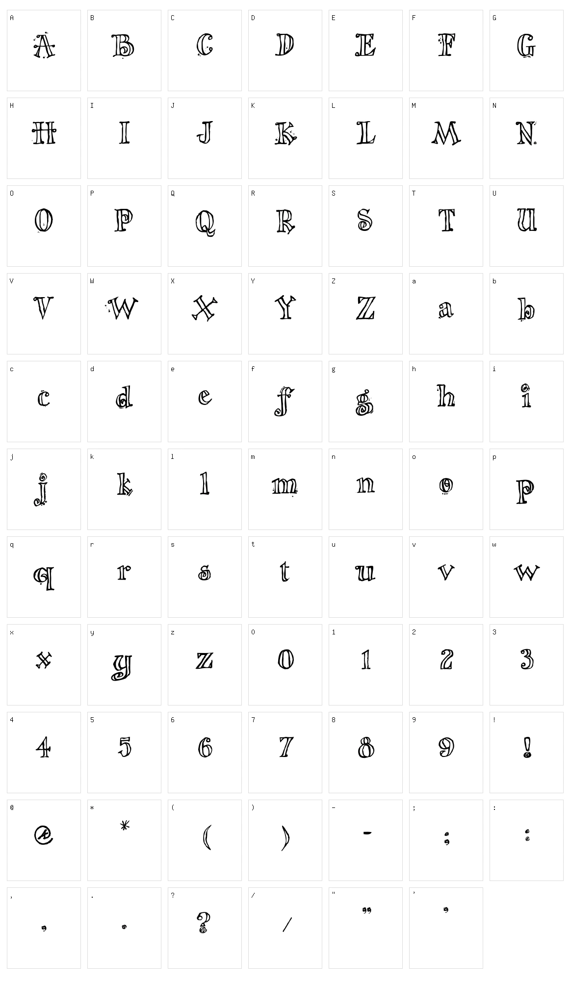 The Nigel Font Character Set