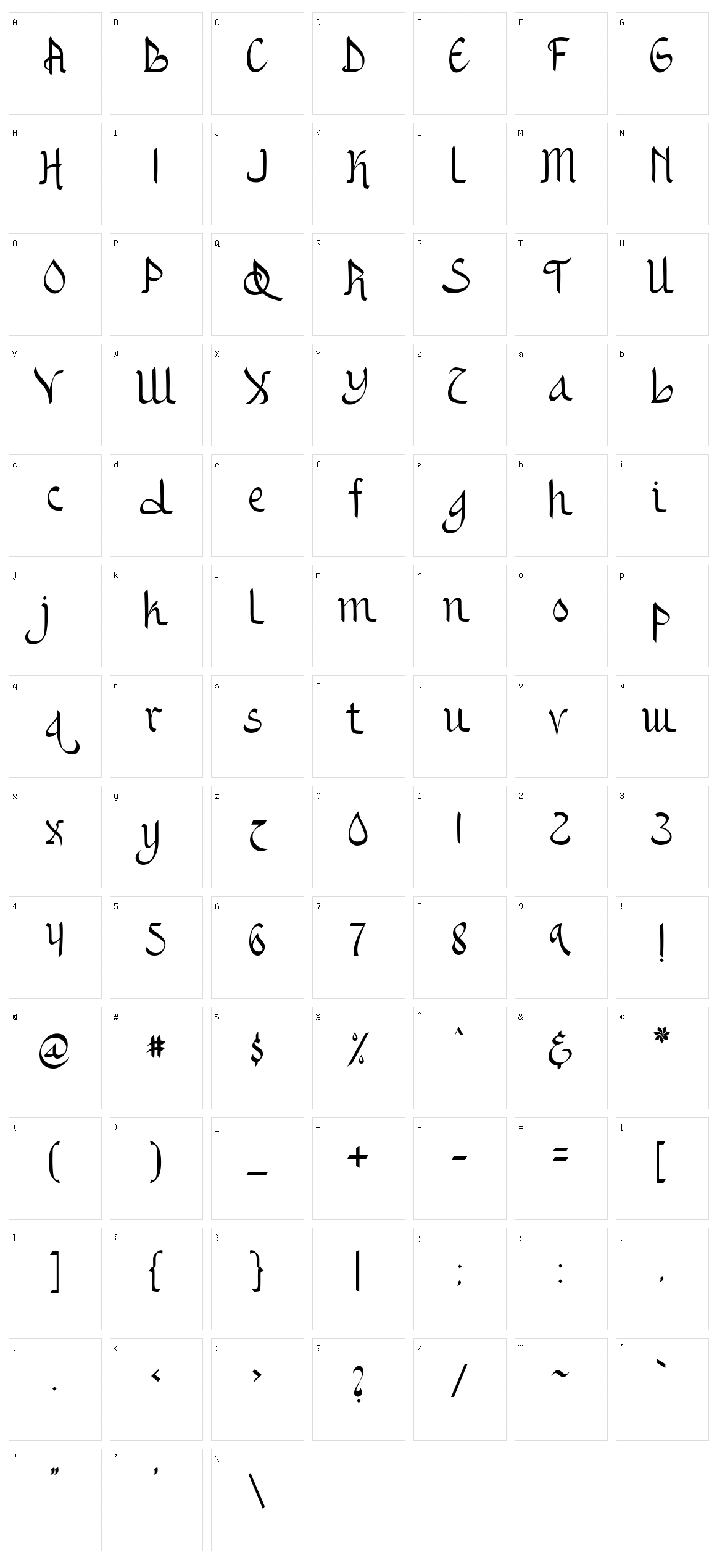 Alzaina Character Set
