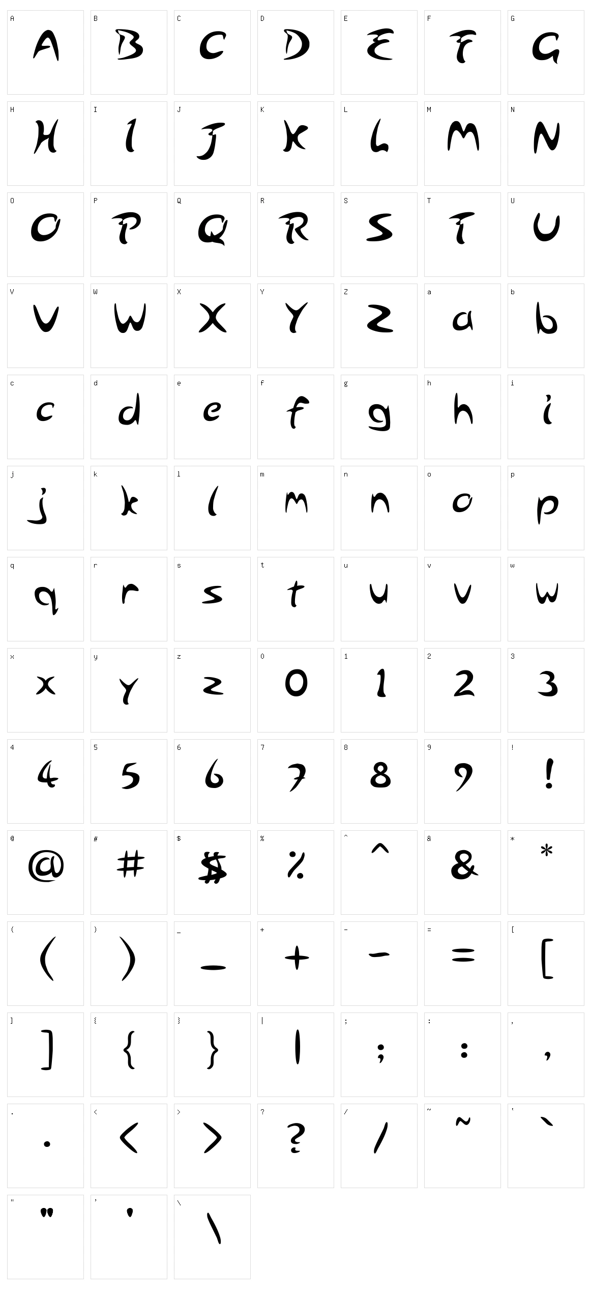 Arabolical Character Set