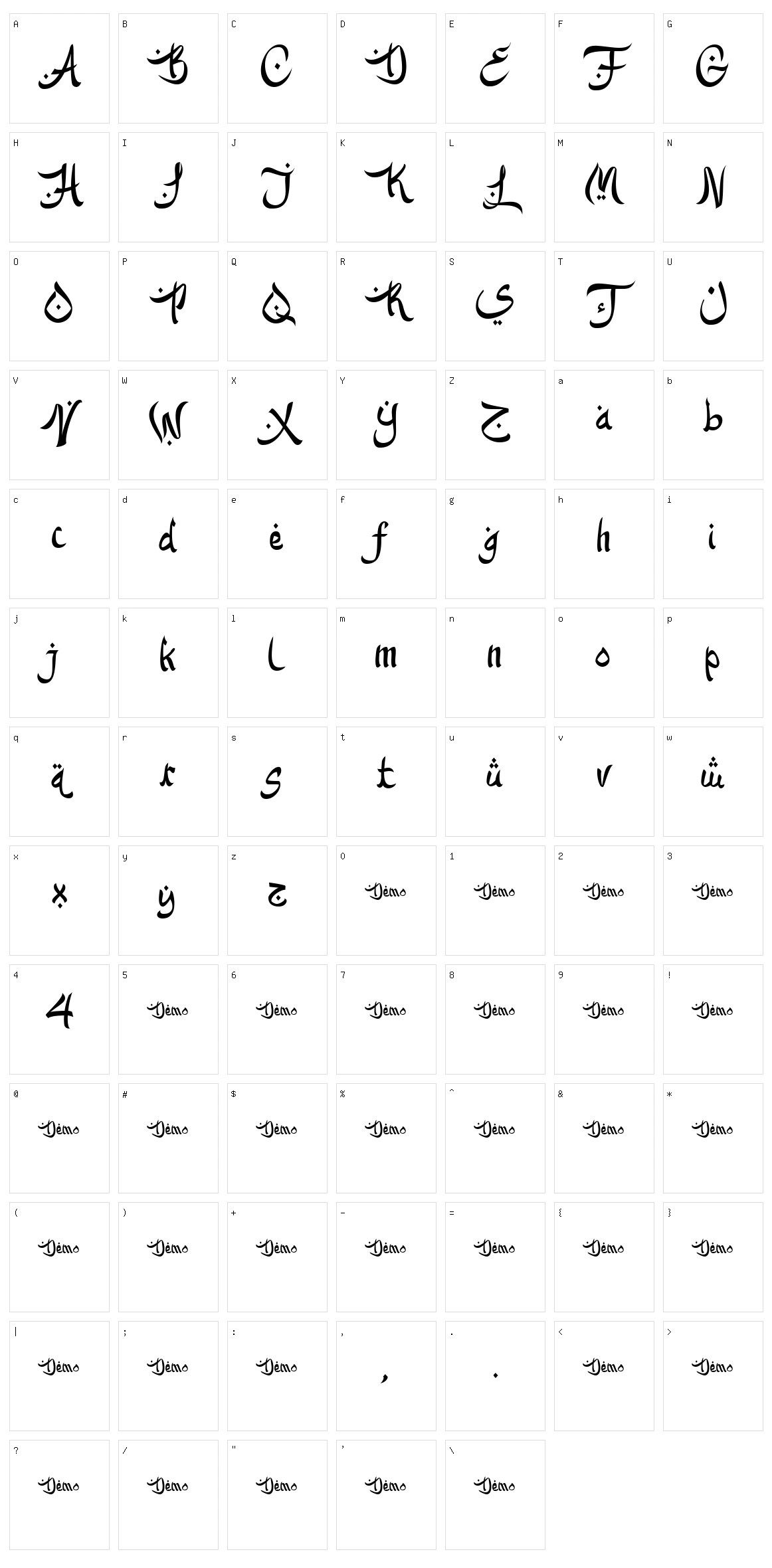 Kareem Mubarak Character Set