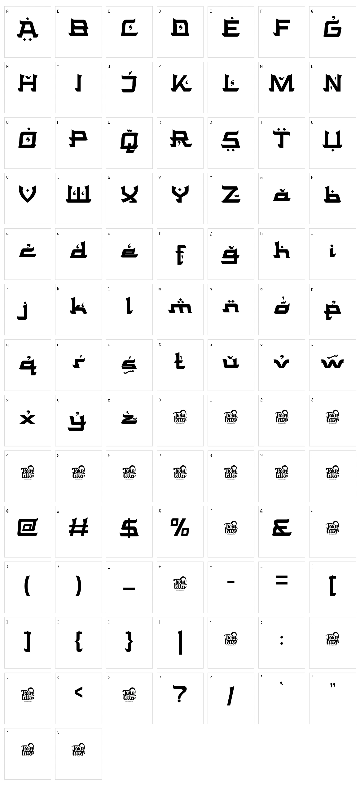 Kastibu Character Set