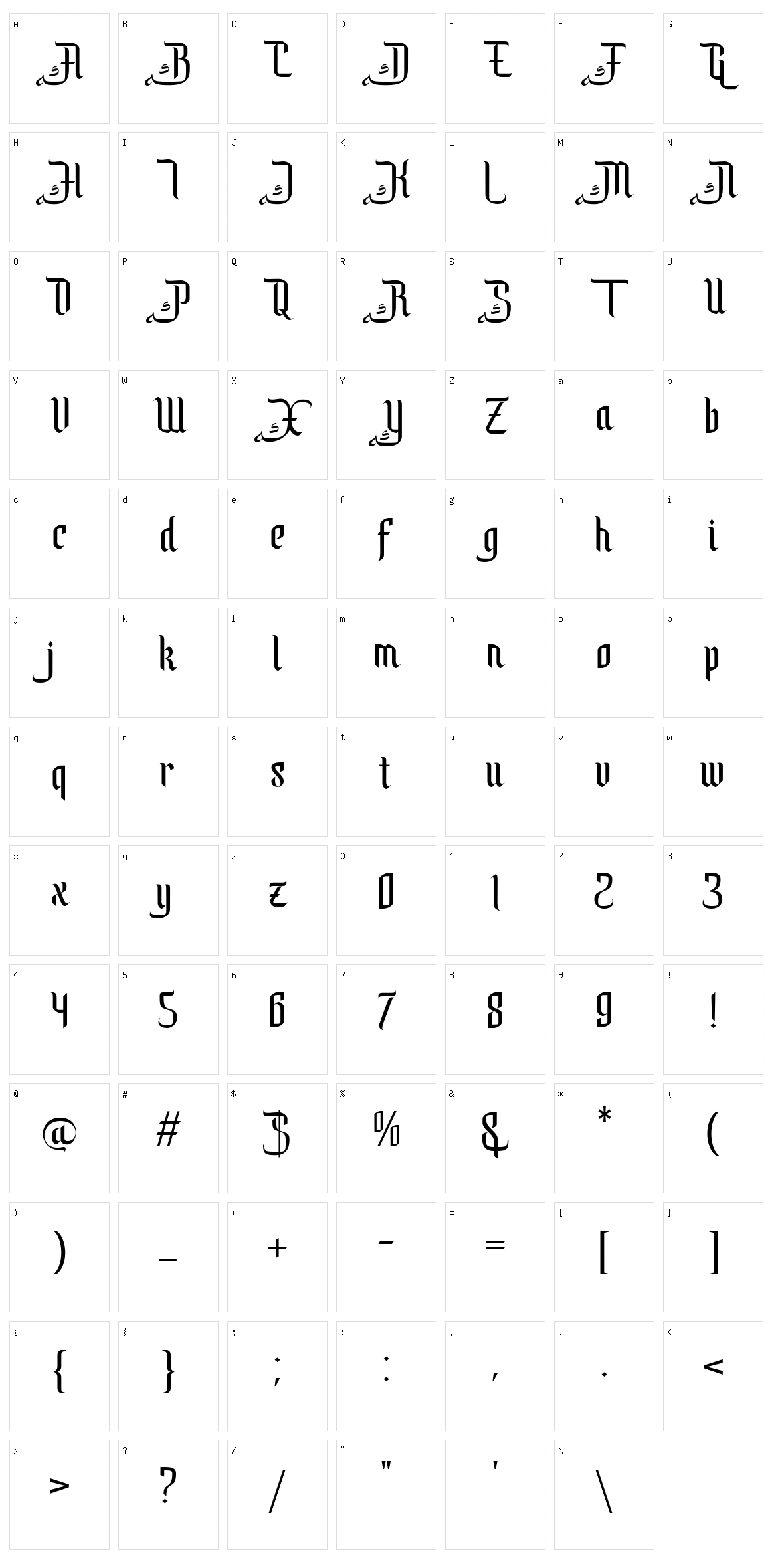 Mastolleh Character Set
