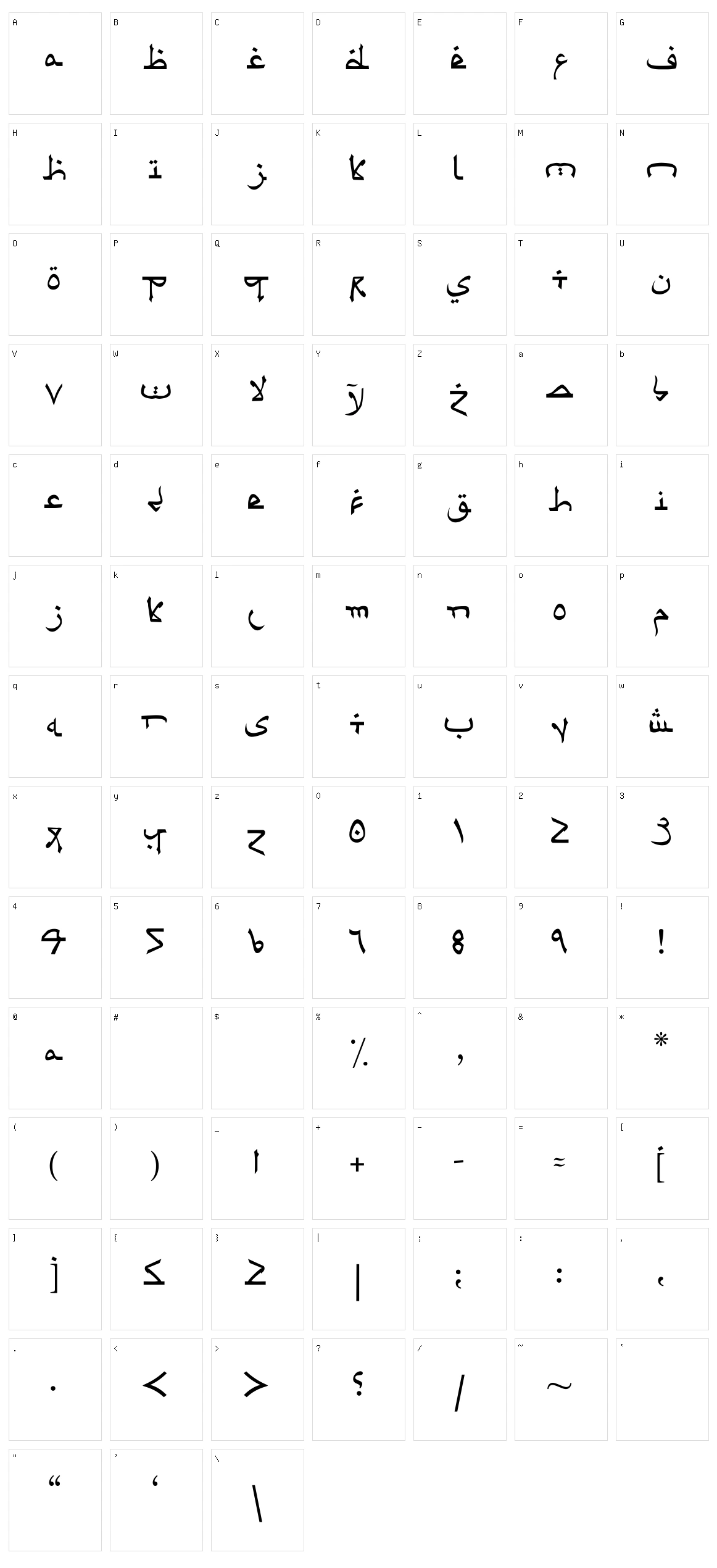 Psuedo Saudi Character Set