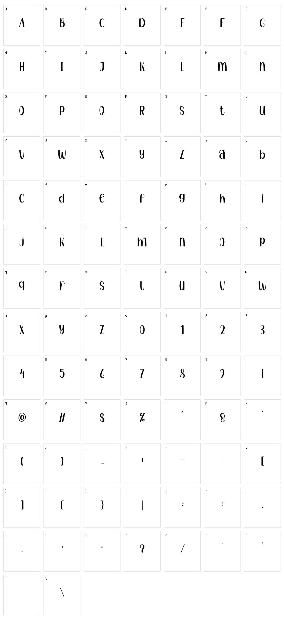 Seamless Memory Character Set
