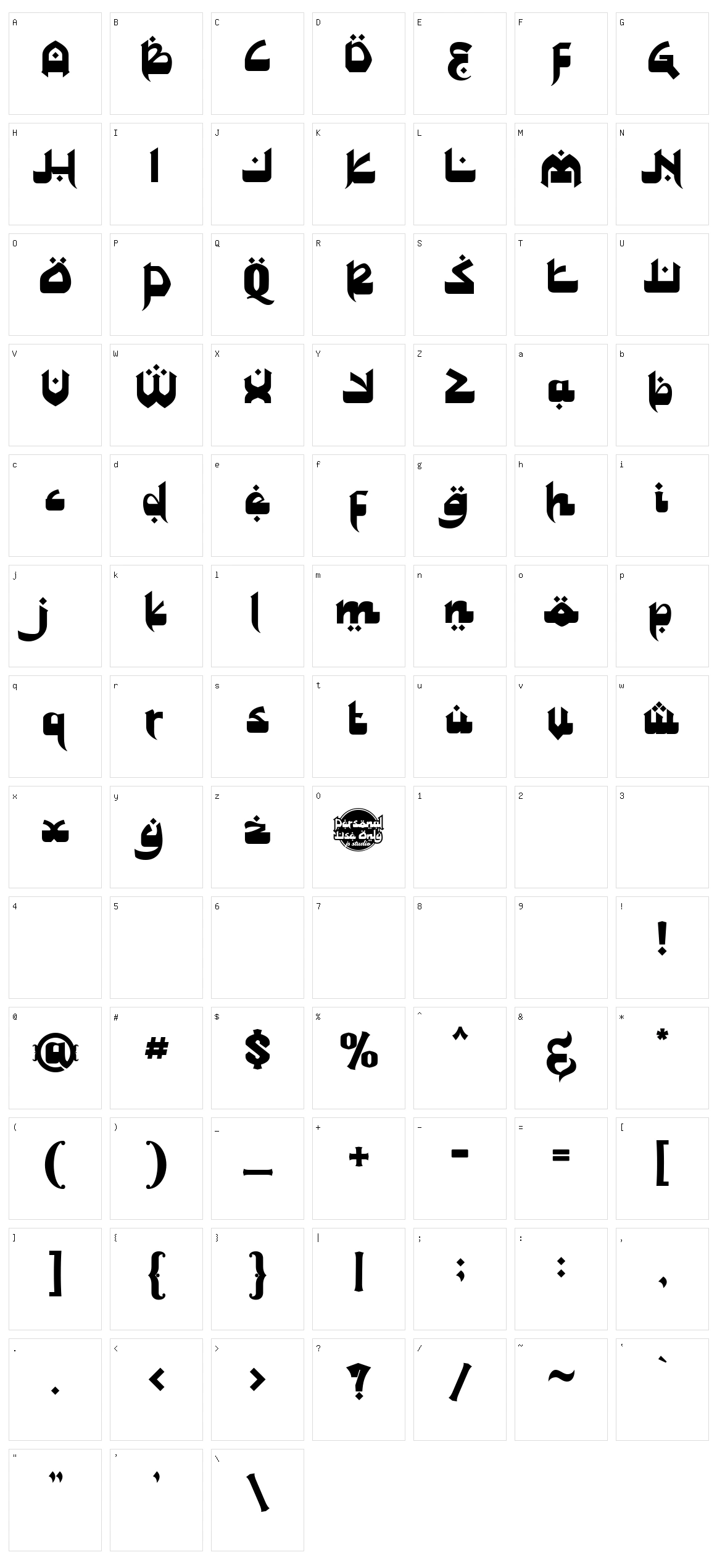 Sunia Rabica Character Set