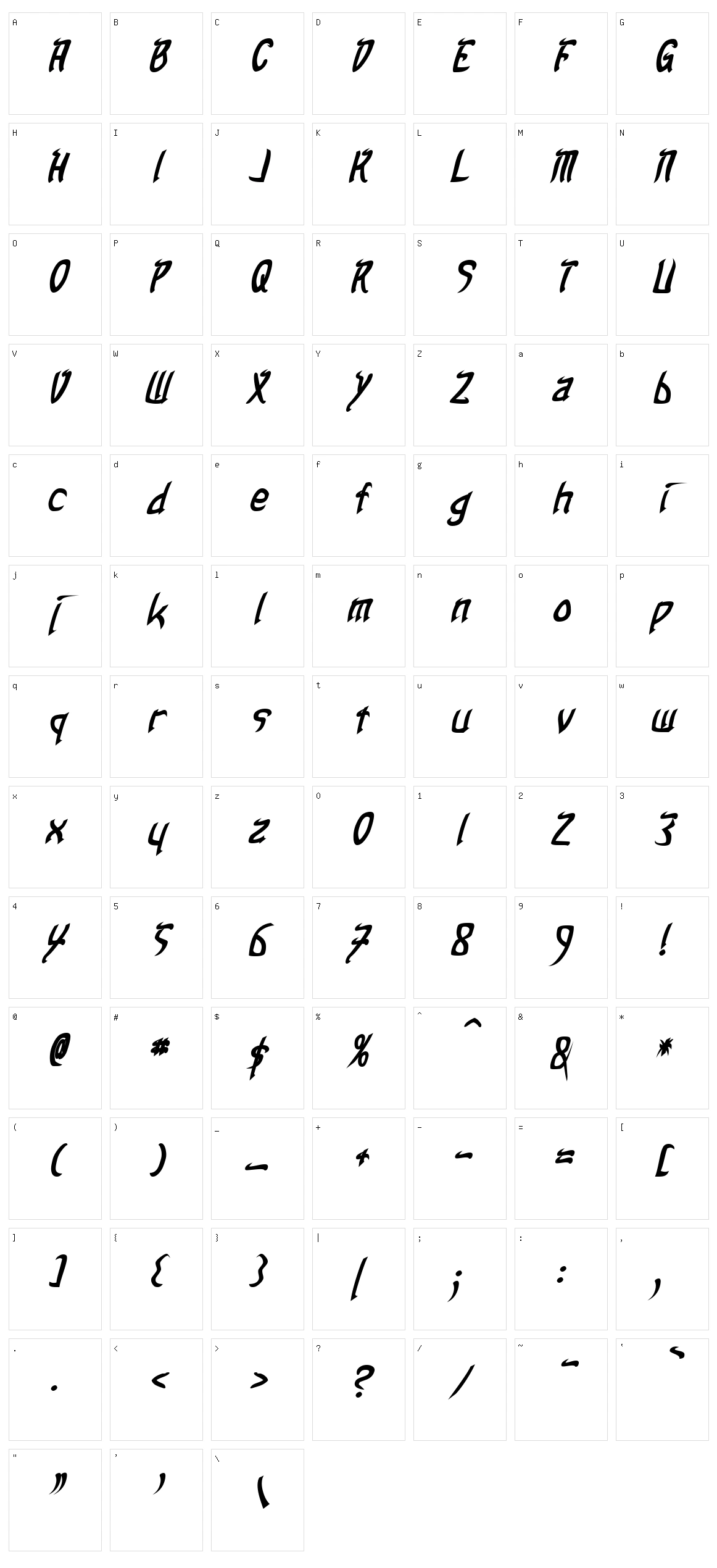 Taibaijan Character Set