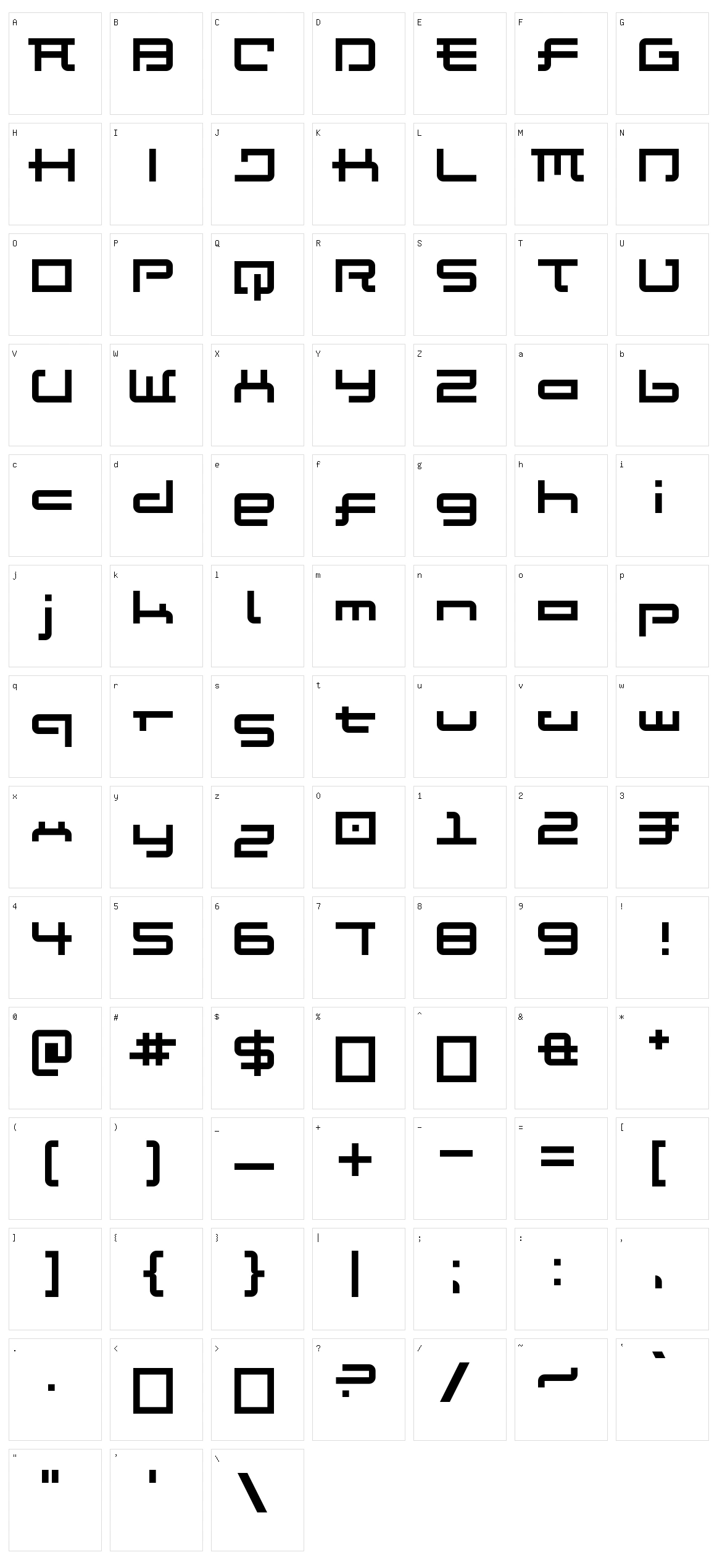 Anglo Katakana Character Set