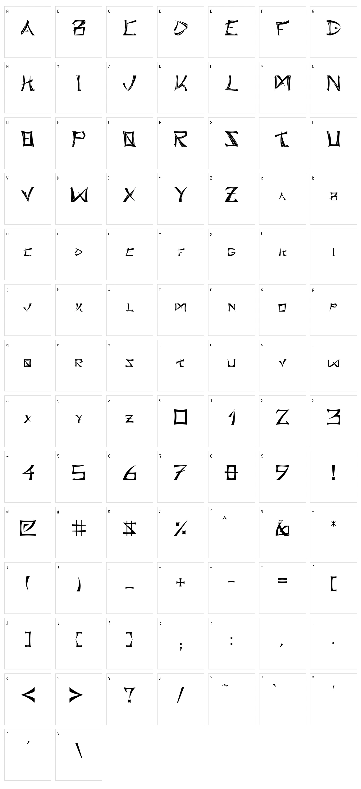 Bushido Type Character Set