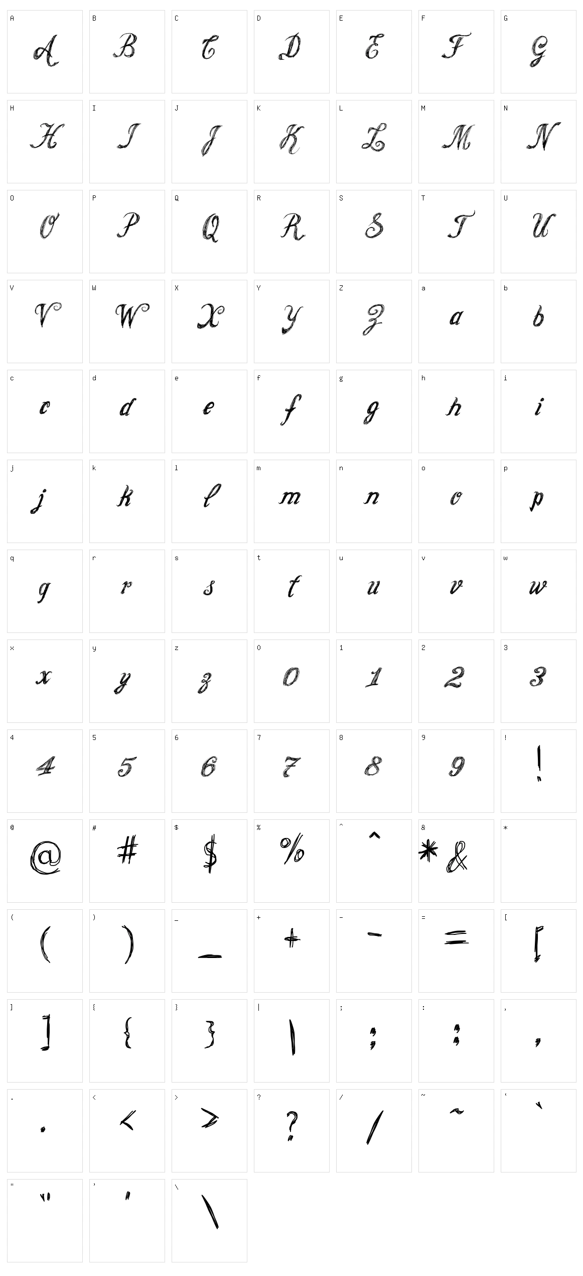 Cursive Option Character Set