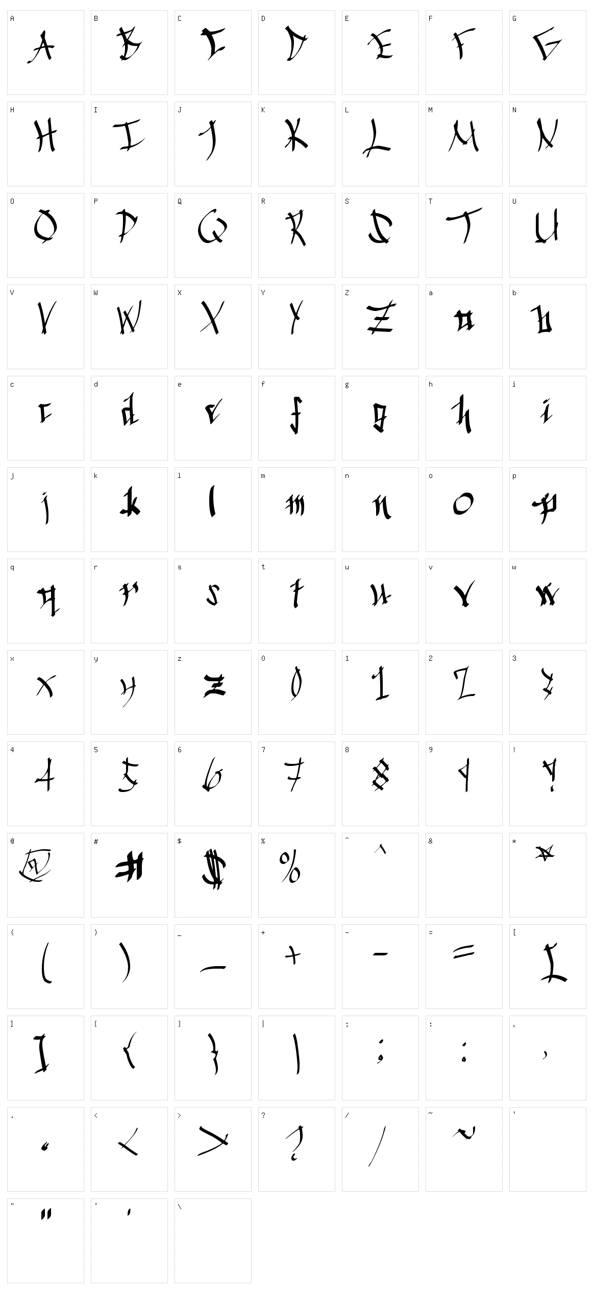Chinese Calligraphy Character Set