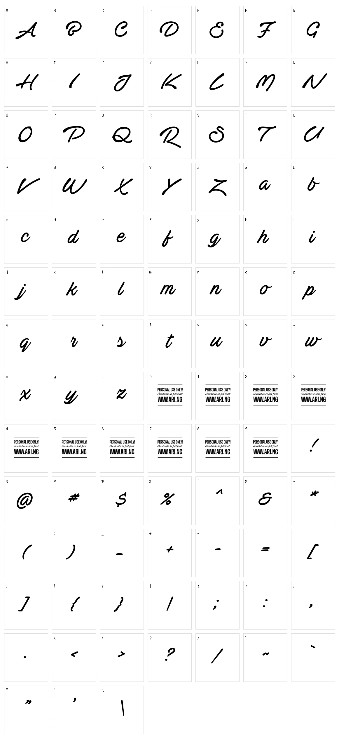Actonia Hand Character Set