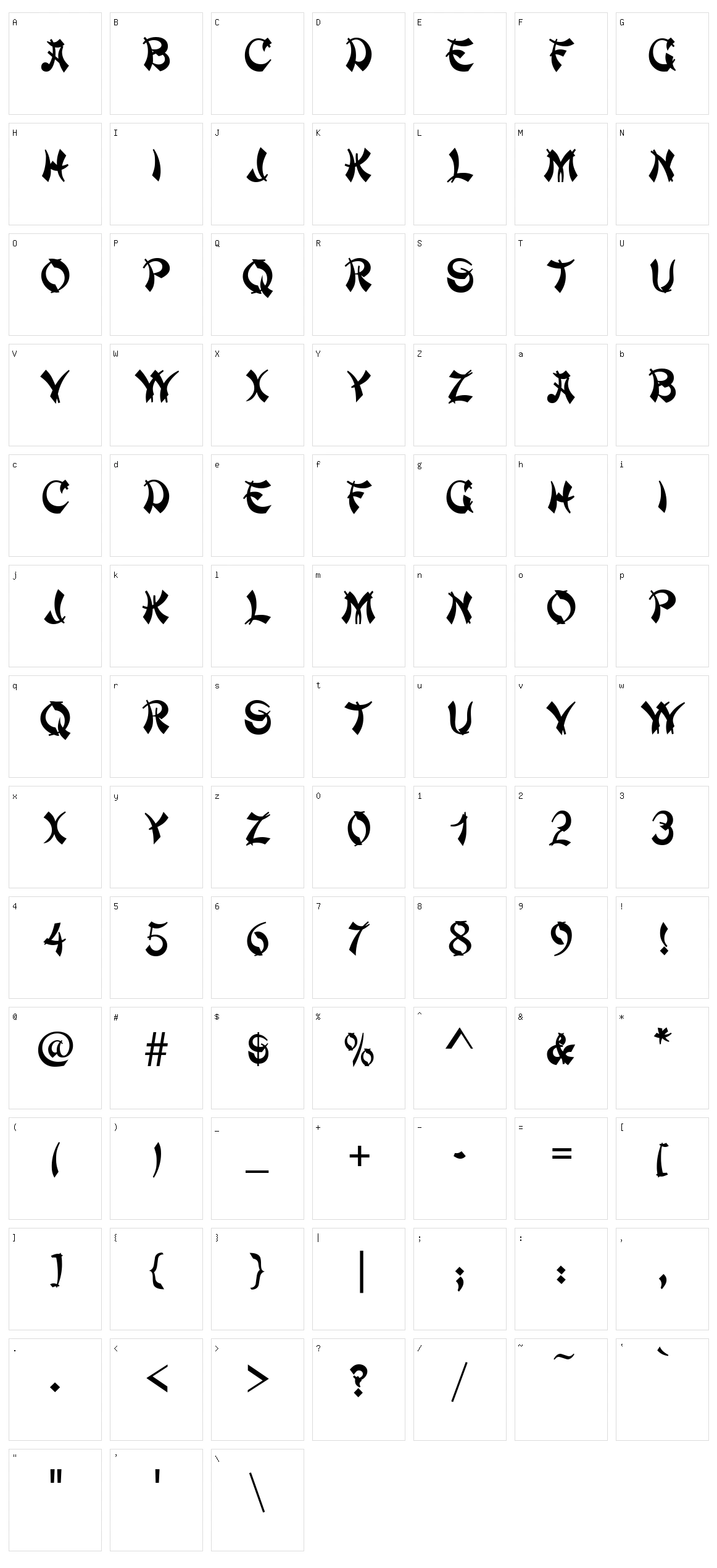 Deng Thick Character Set