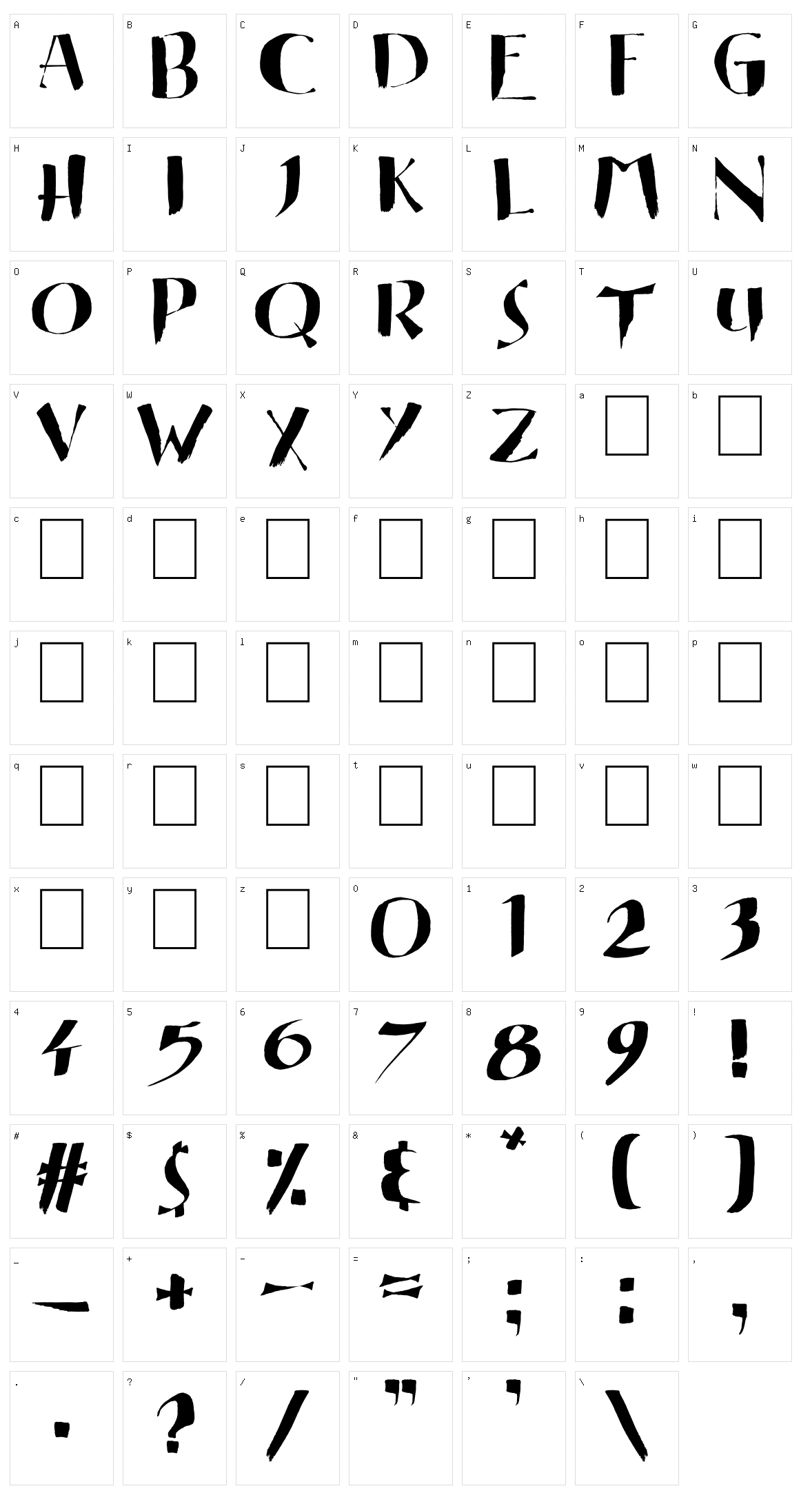 Eastern Brush Character Set
