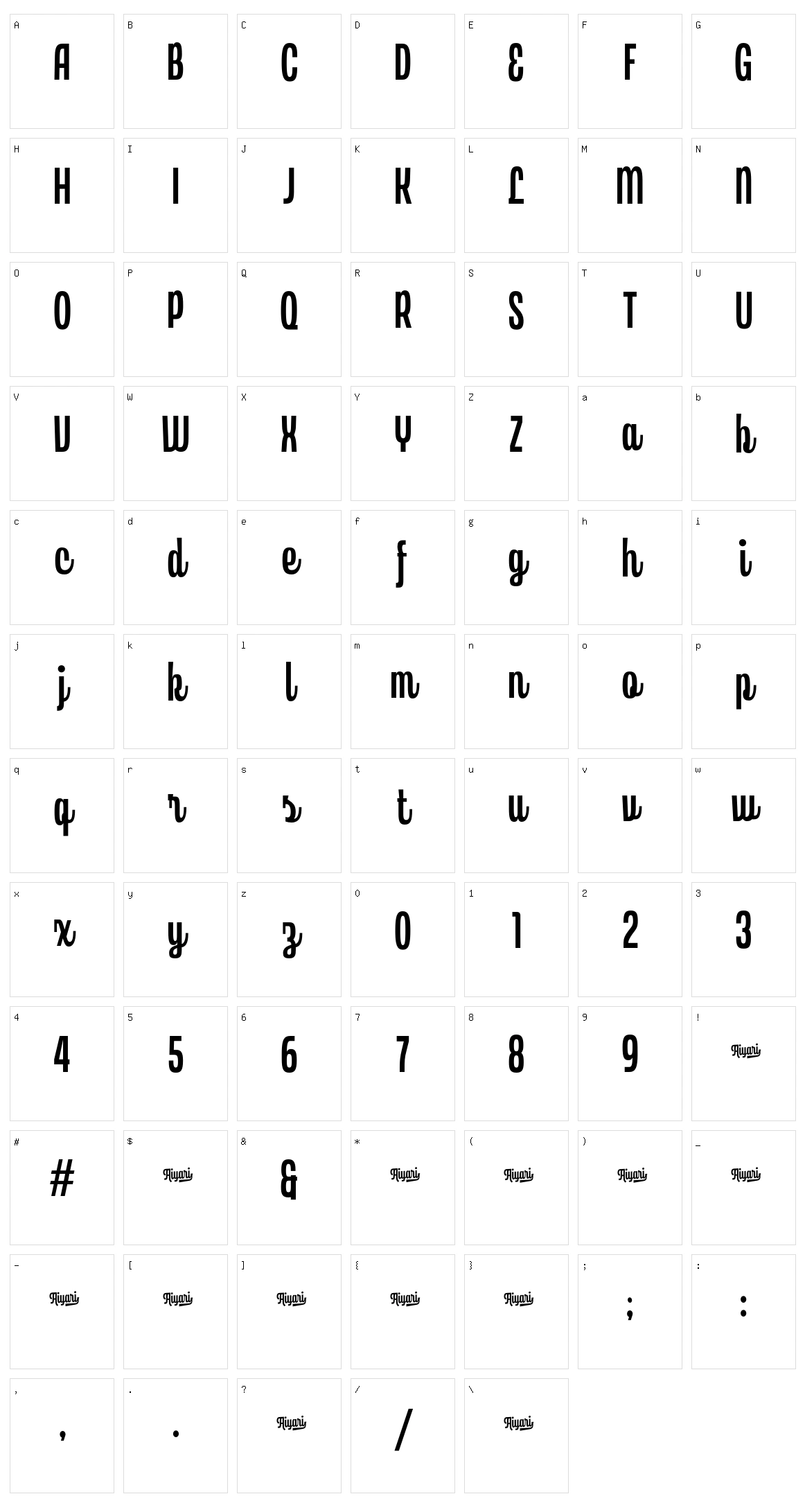 Laguna Vintage Script Character Set
