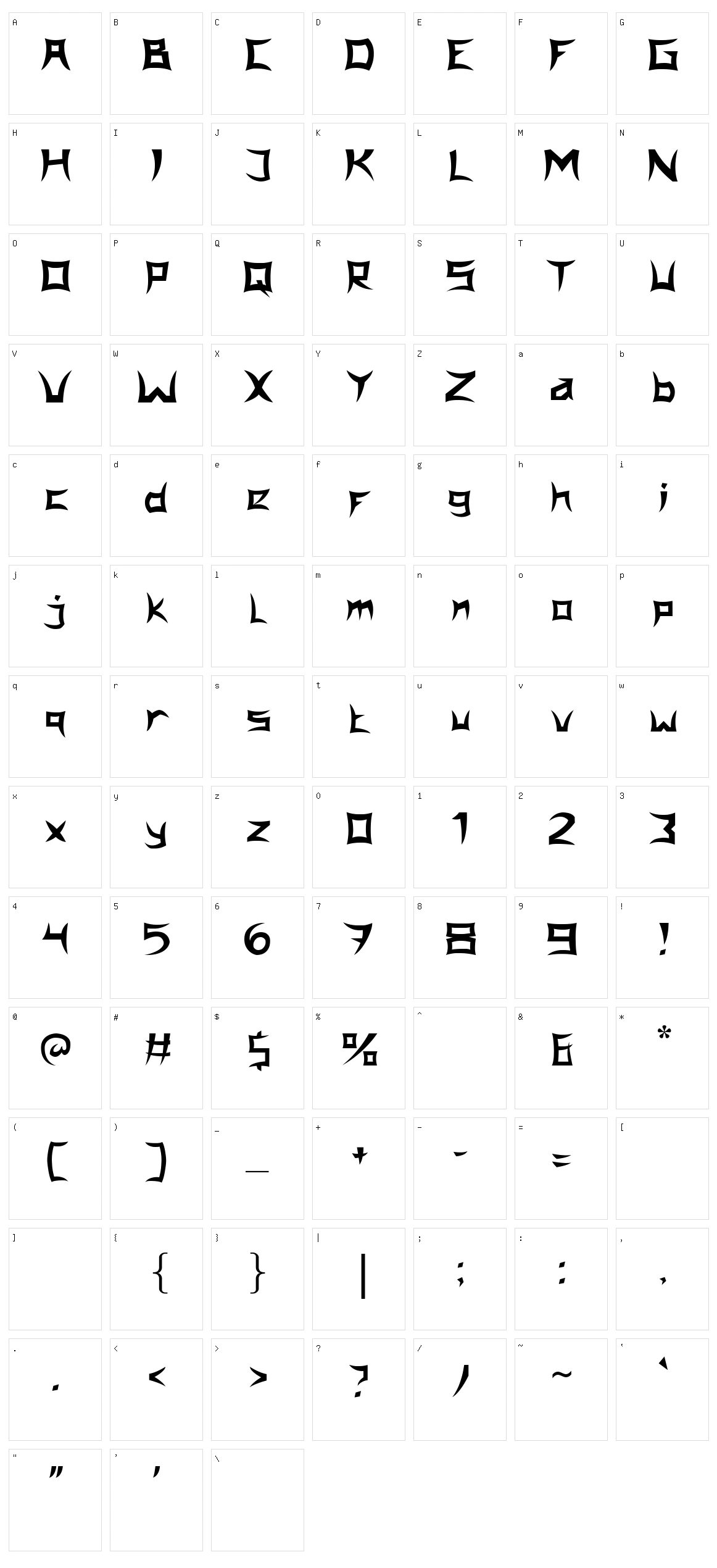 Japanola Character Set