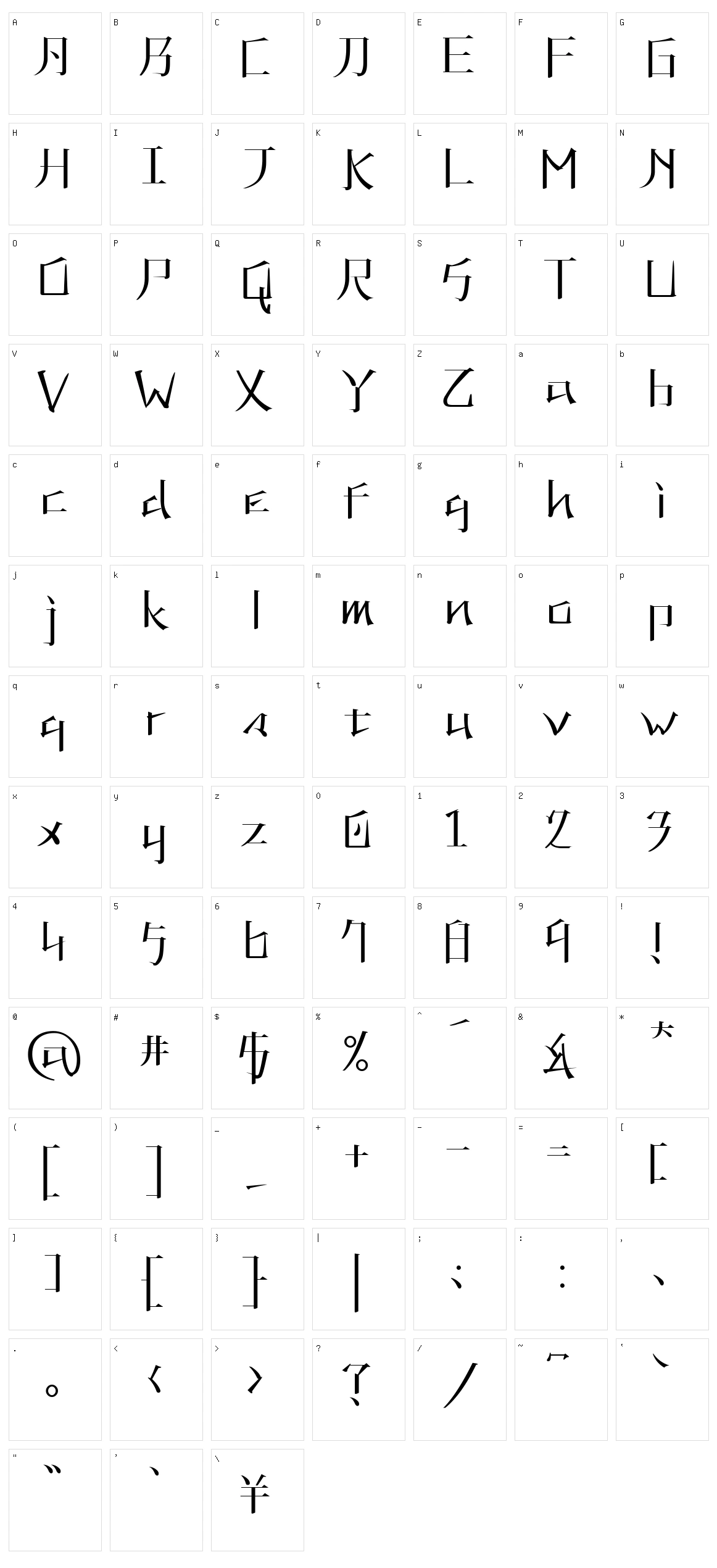 Kaneiwa Alp Character Set