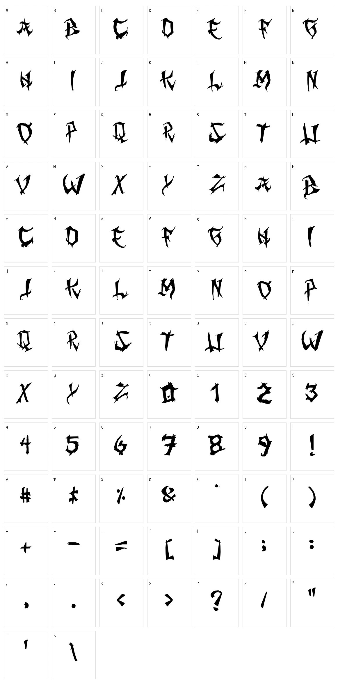 Ming Gothic Character Set