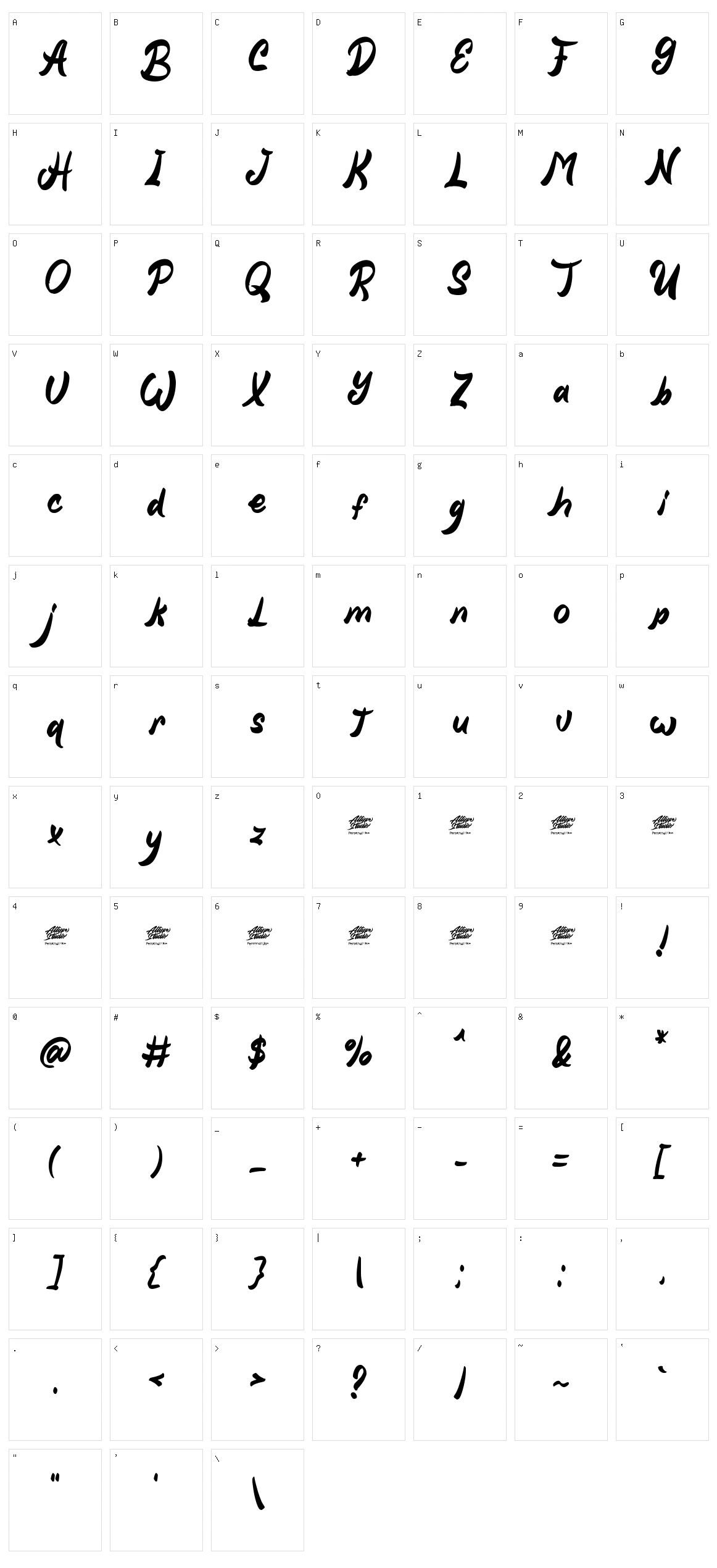 Niagato Character Set