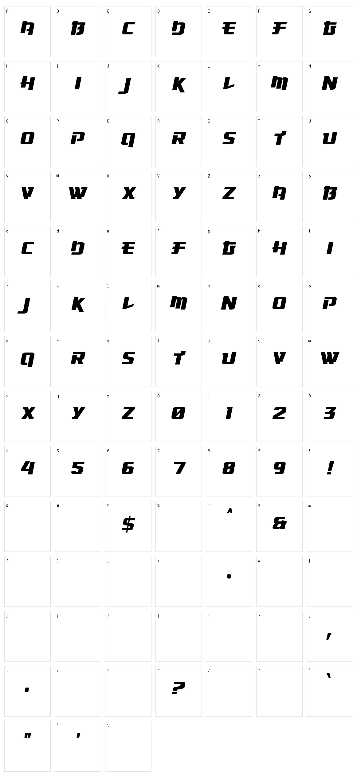Osaka Sans Serif Character Set