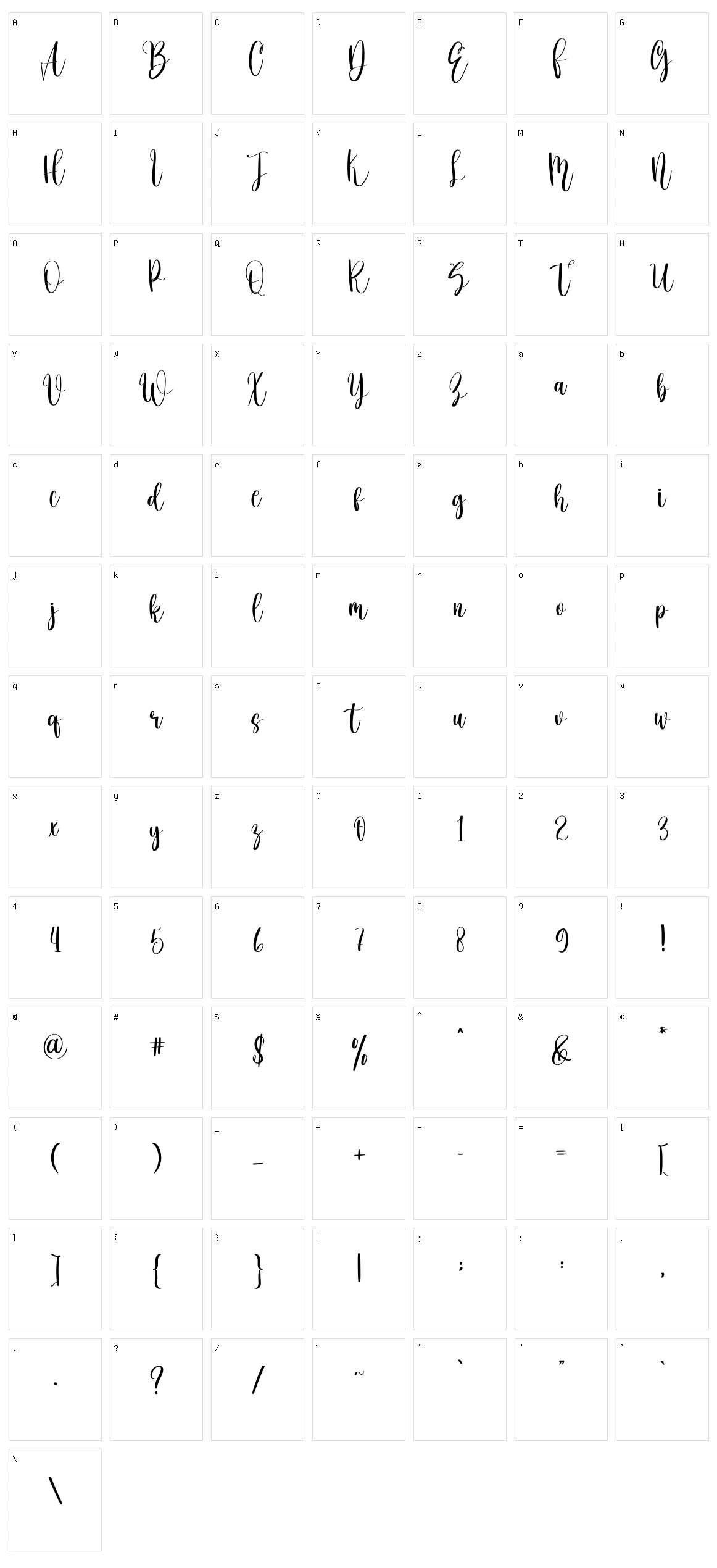 Calligraphy Character Set
