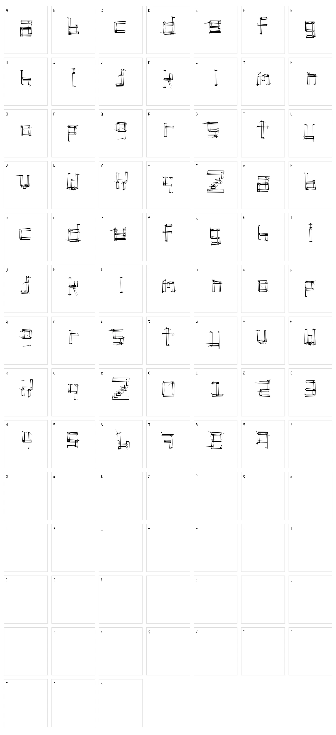 Stickchop Character Set
