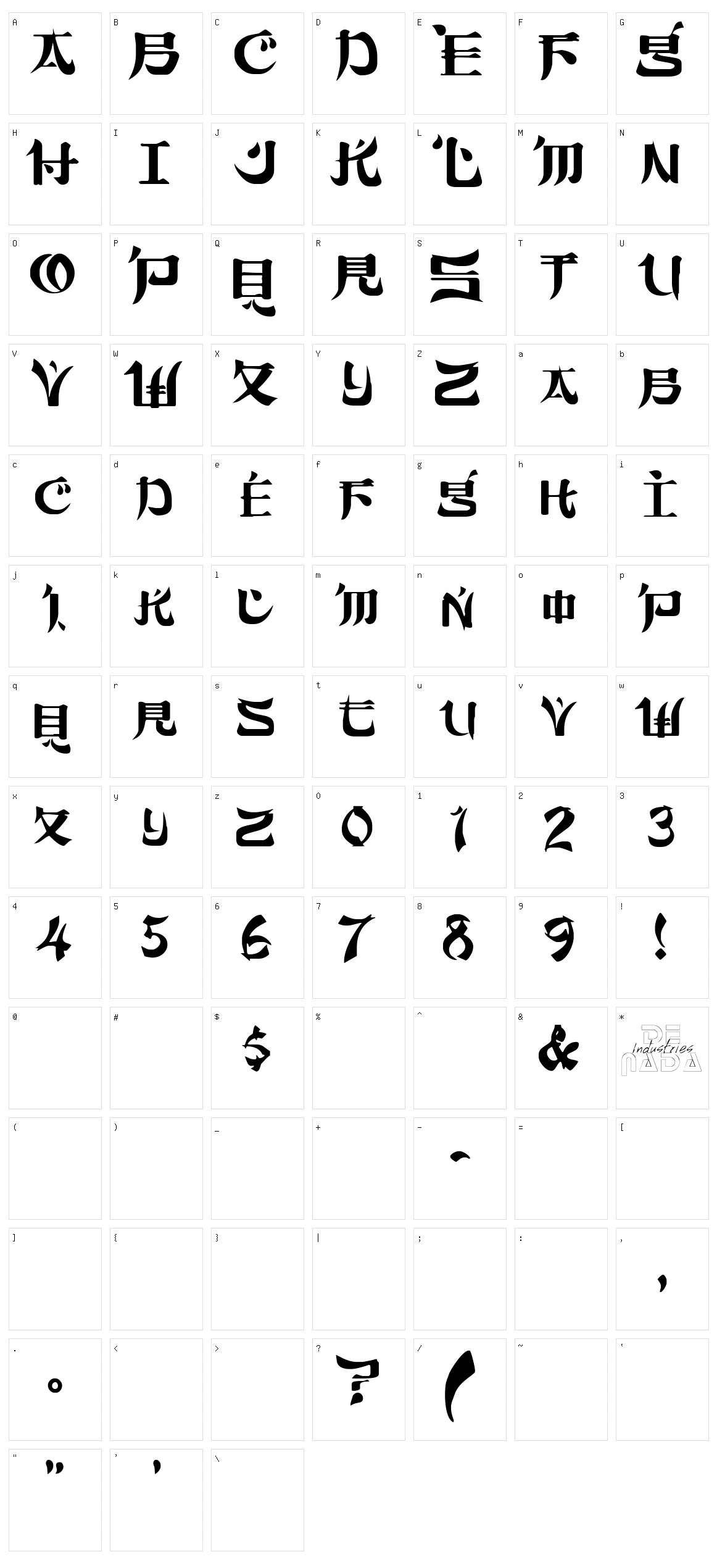 Sumdumgoi Character Set