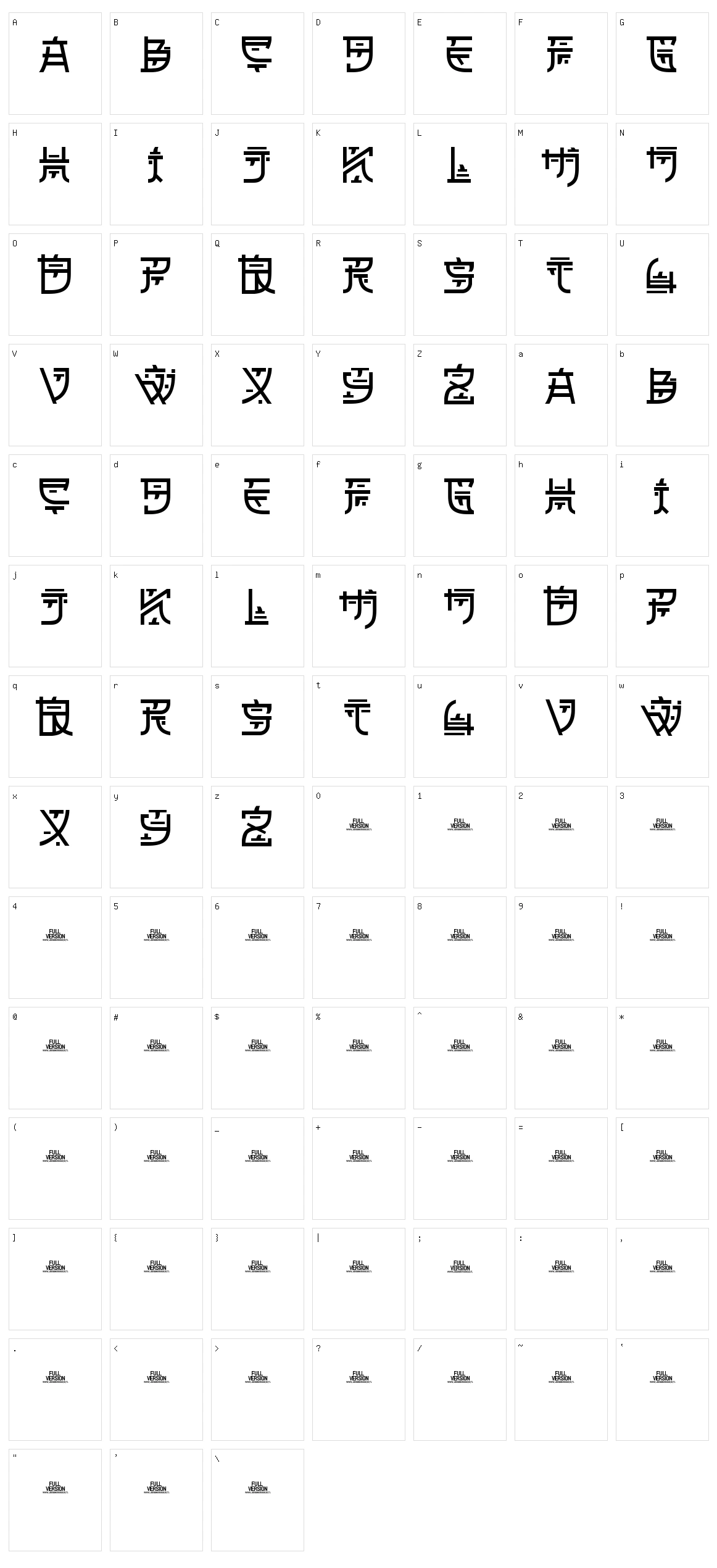 Zilap Oriental Character Set