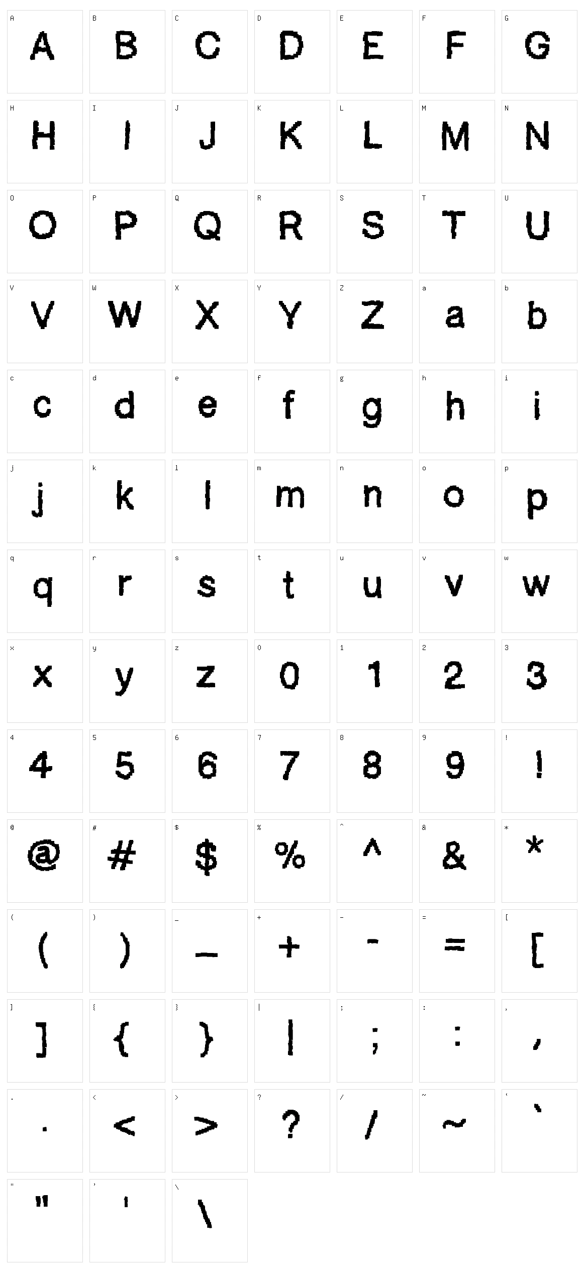 Ablocky Font Character Set