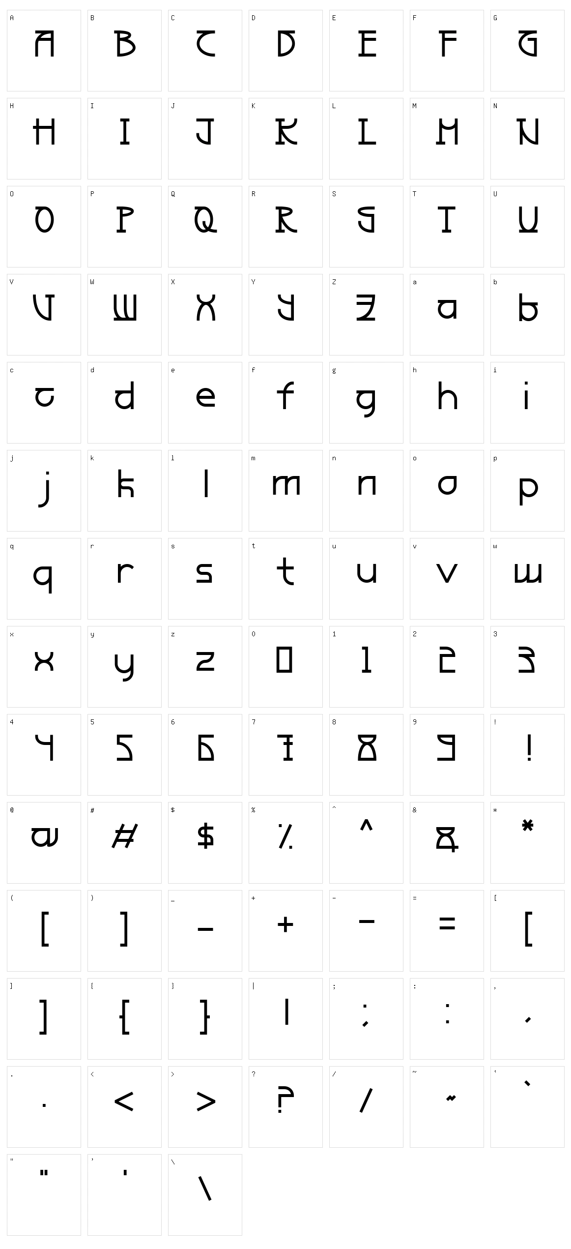 Aceland Character Set