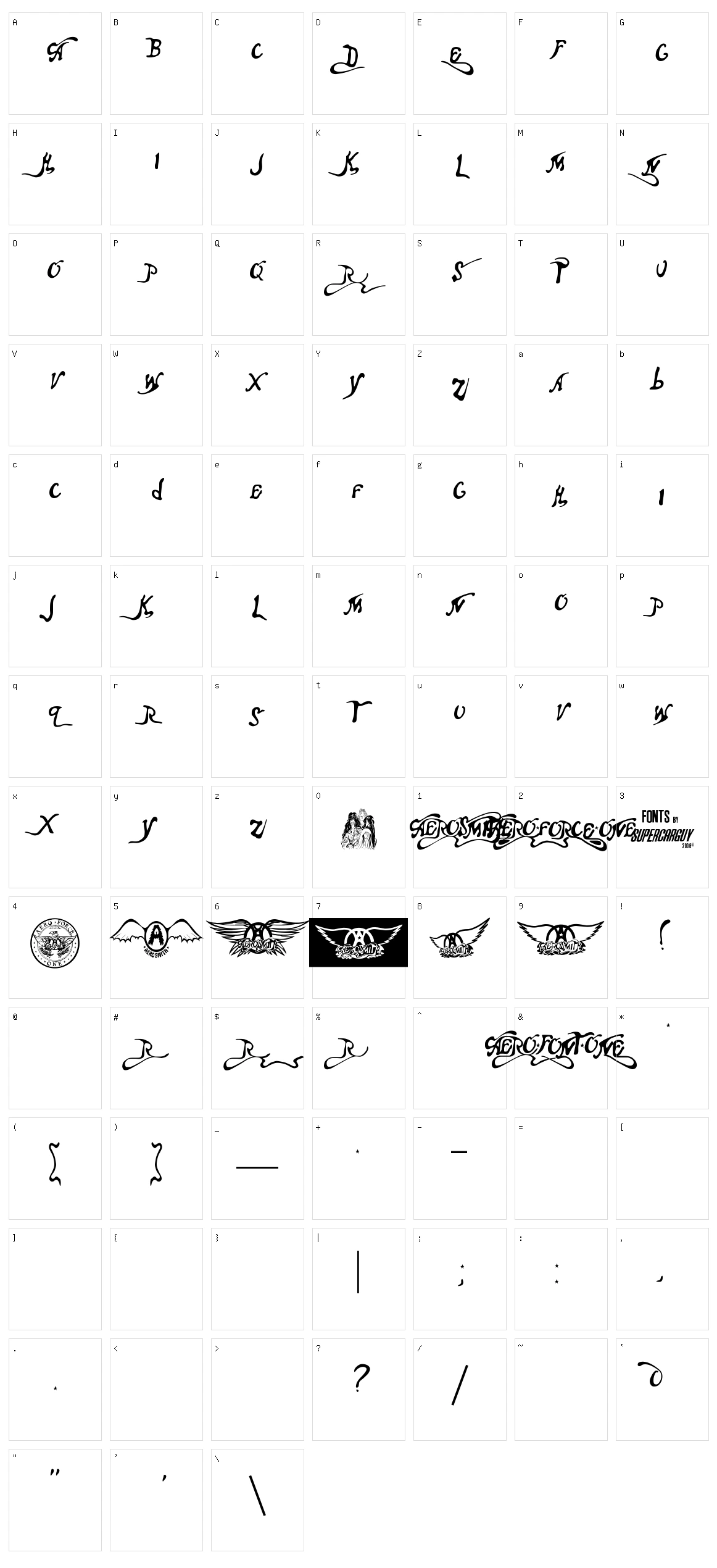 Aero Font One Character Set