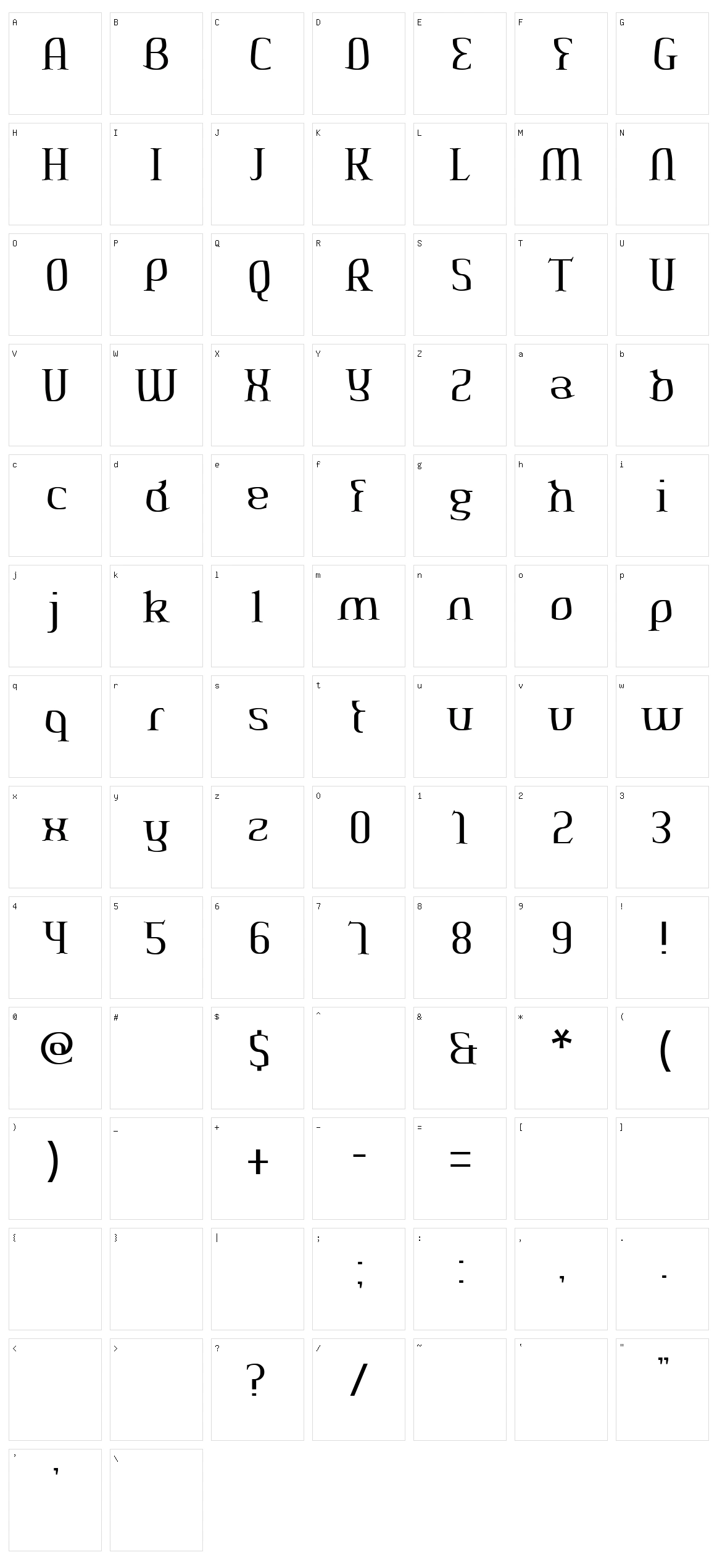 Aeshma Deava OldSerif Character Set