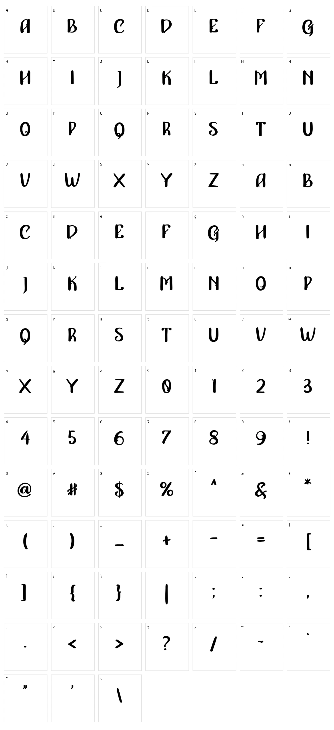 Afterglow Character Set