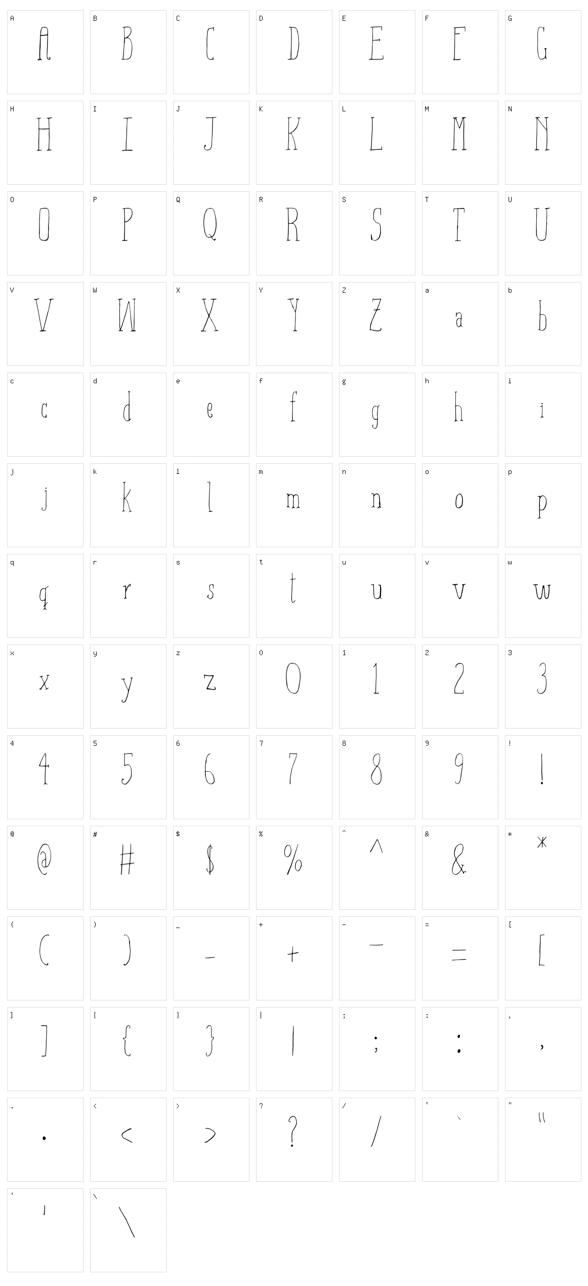 Aiza Shine Serif Character Set