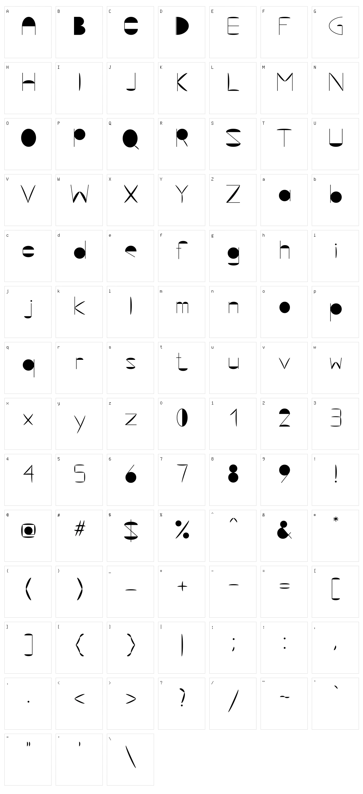 Alex P1 Character Set