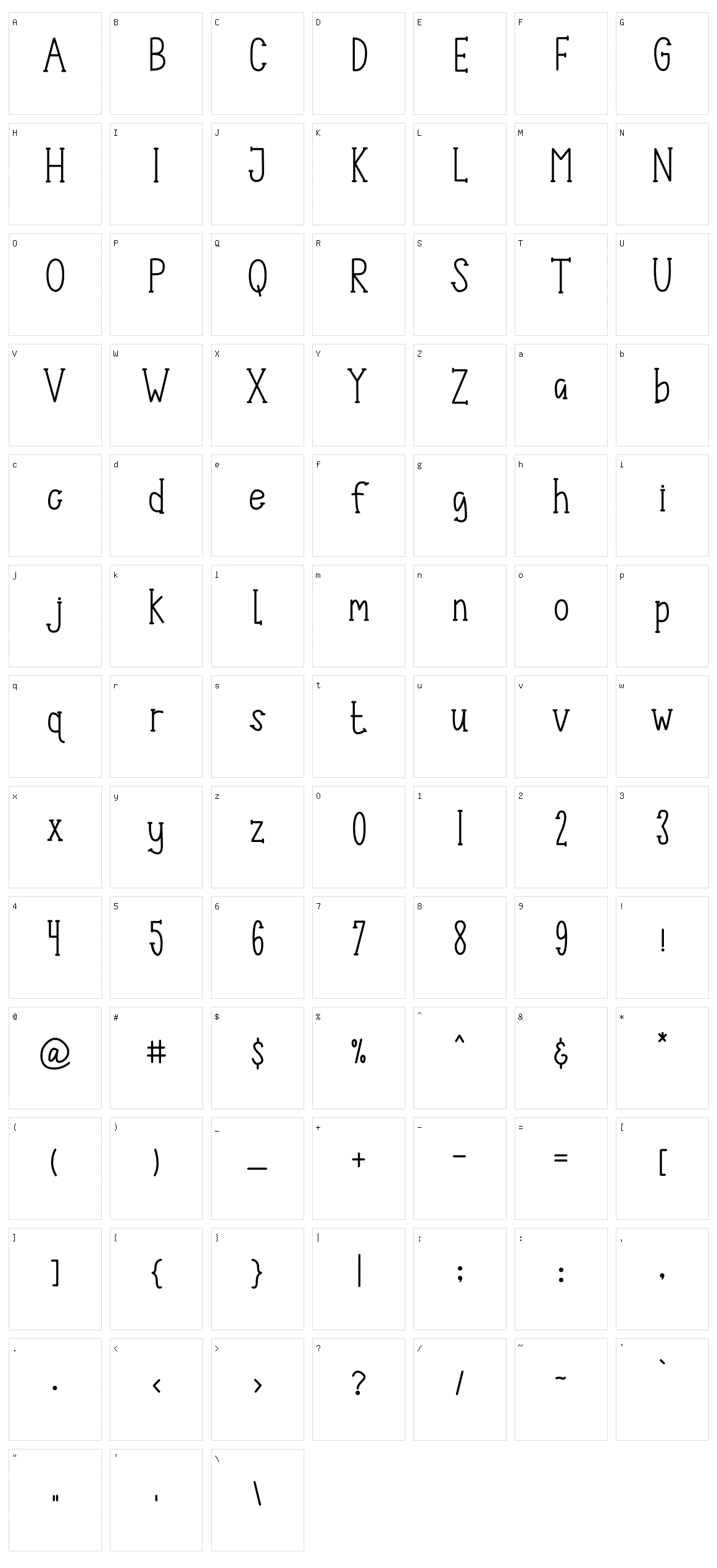 All Note Character Set
