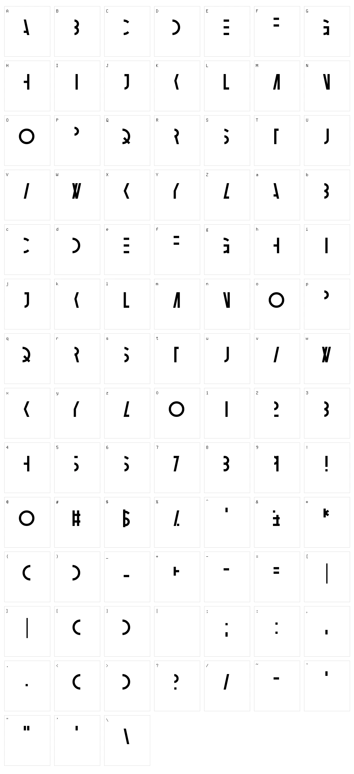 Ambidextrose Character Set