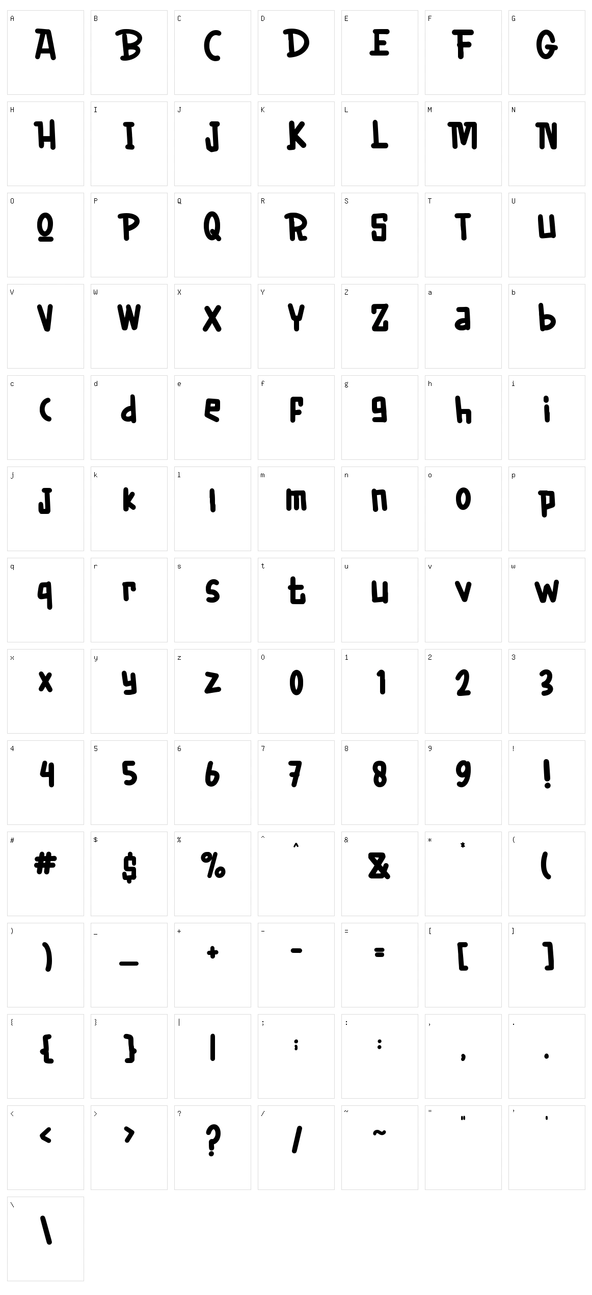 Amoku Runsel Character Set
