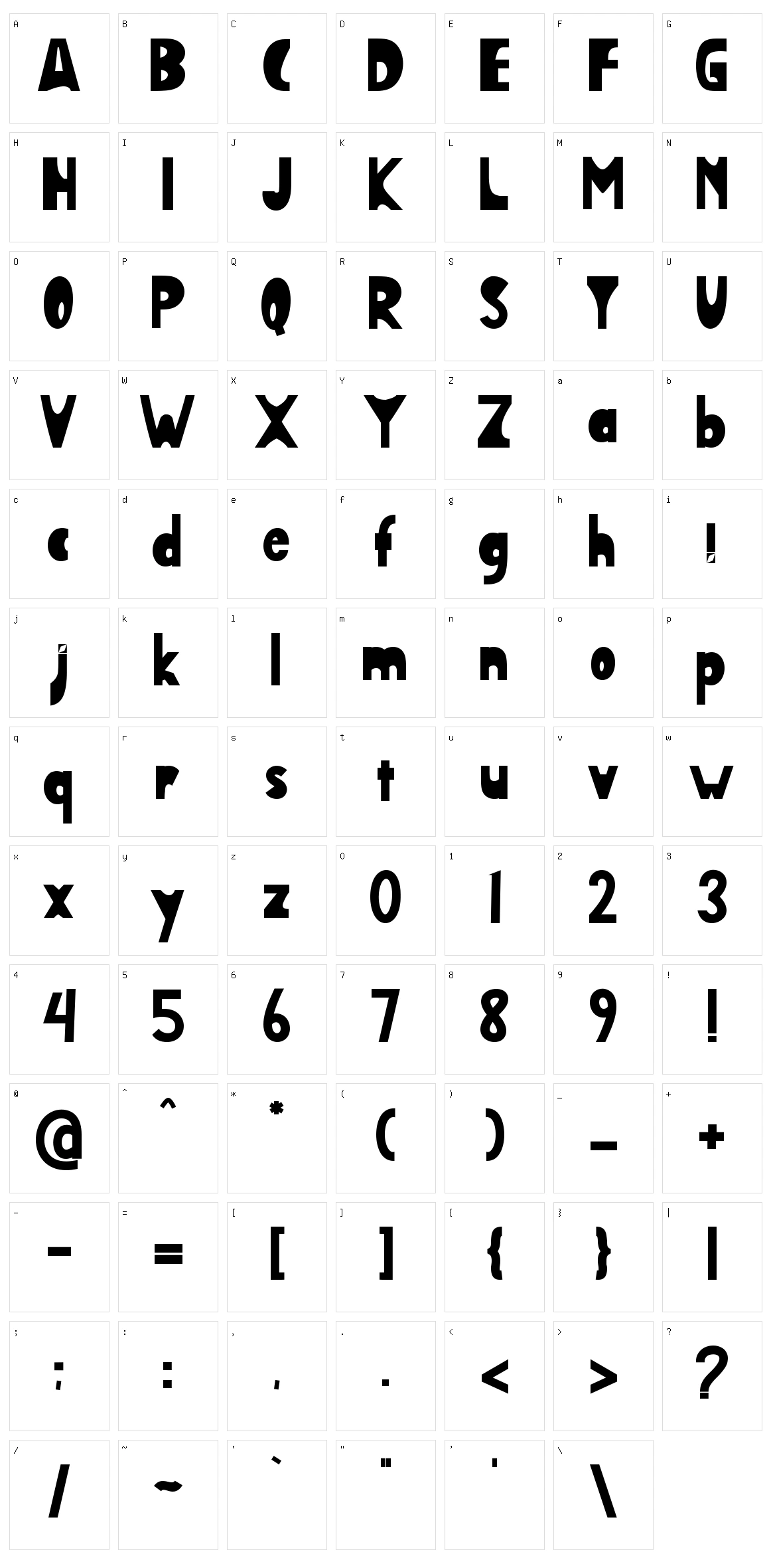 Amsterbold Character Set