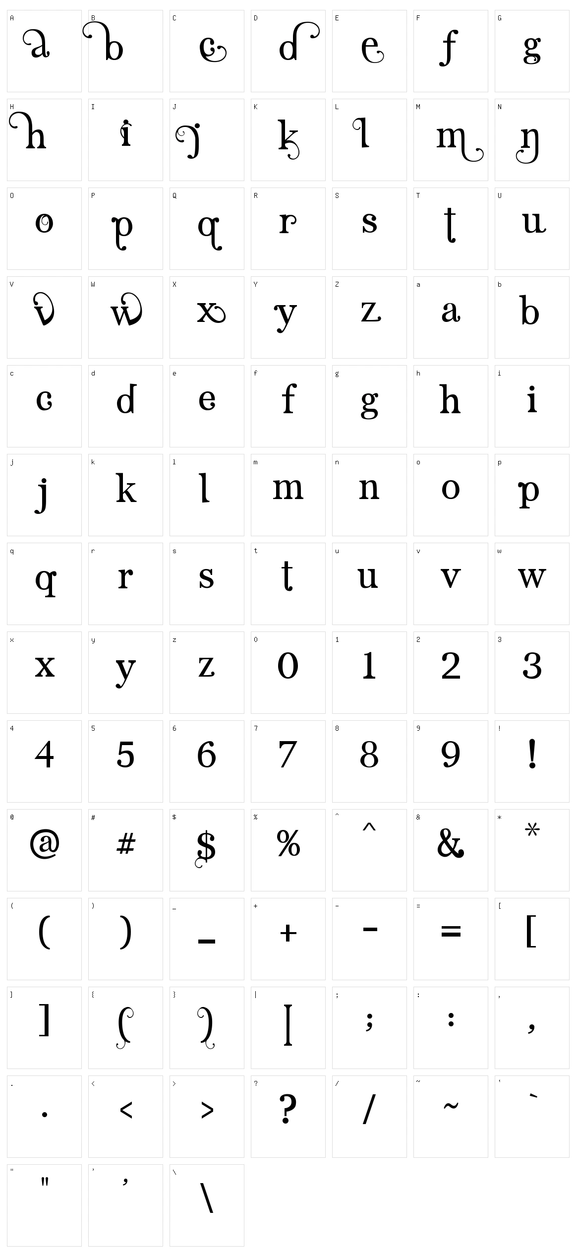Angelic Serif Character Set