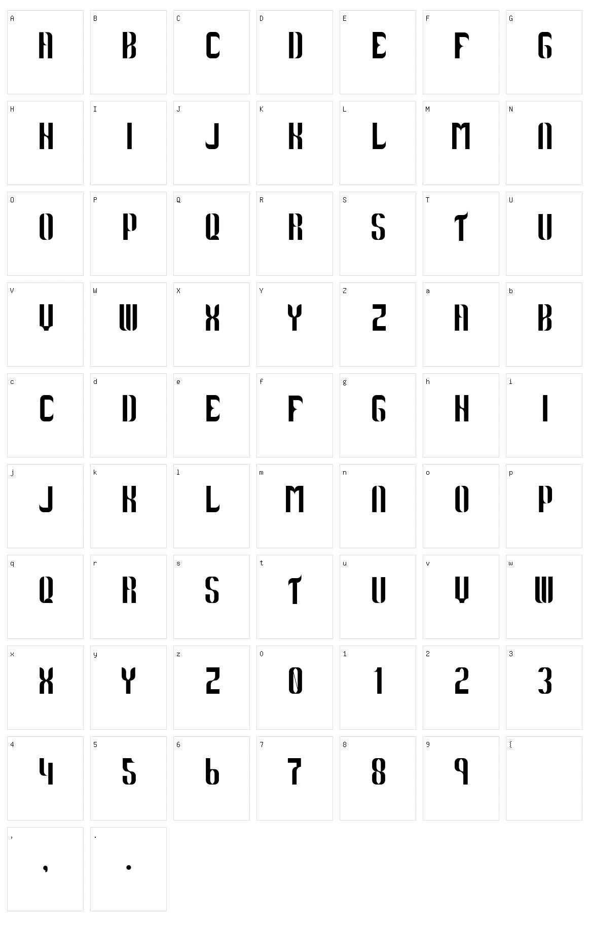 Arabic curves Character Set