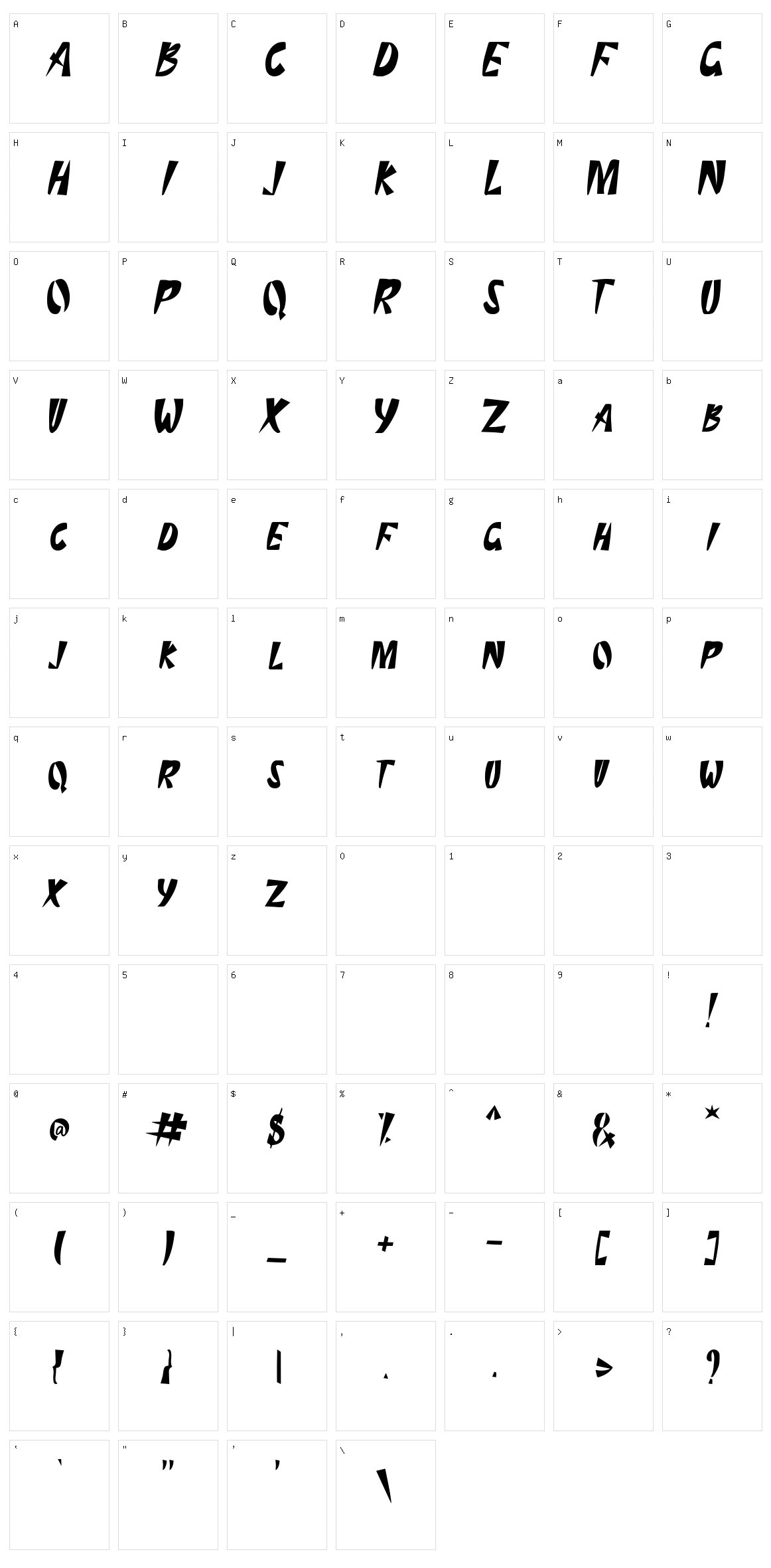 Arae GT Character Set