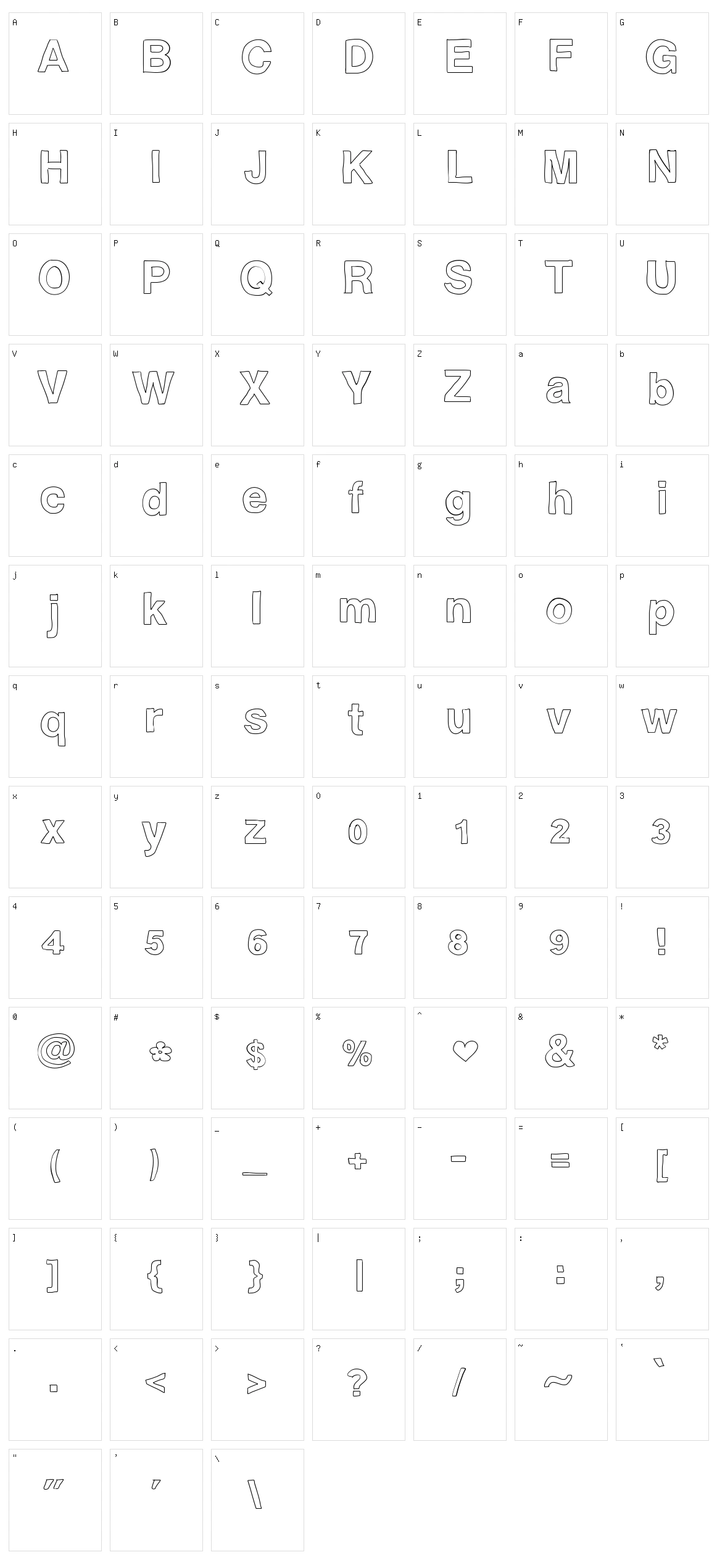 Ashley's Font Character Set