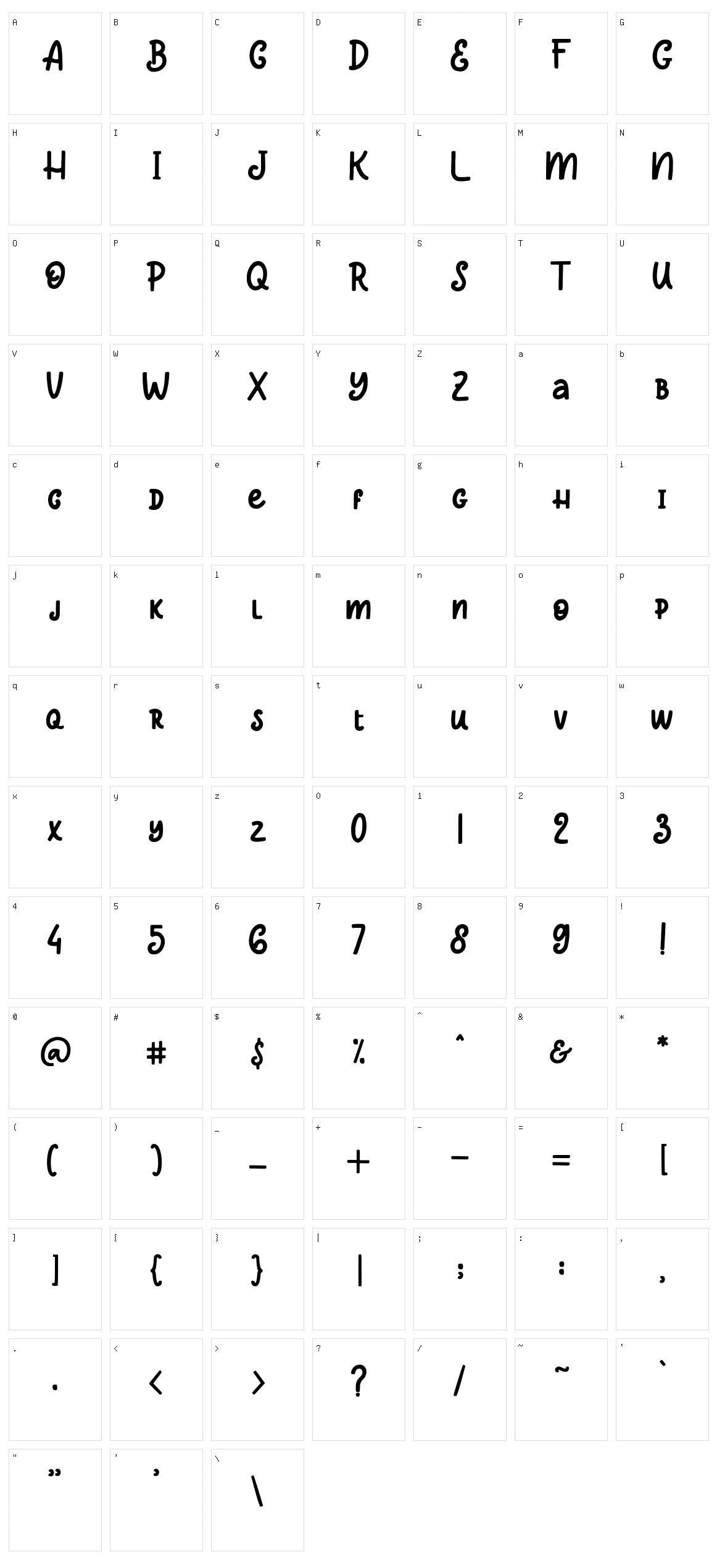 Asterluck Character Set