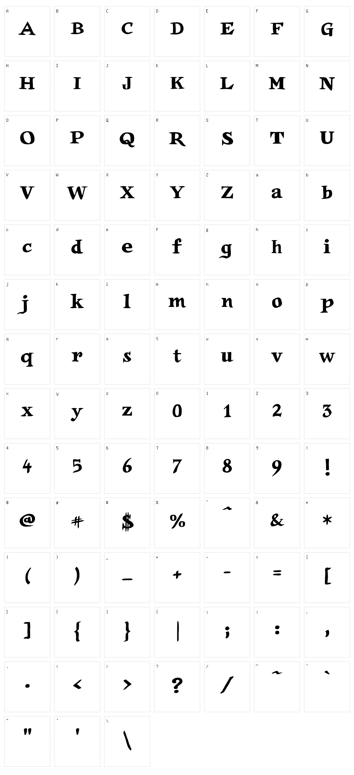 Auca Character Set