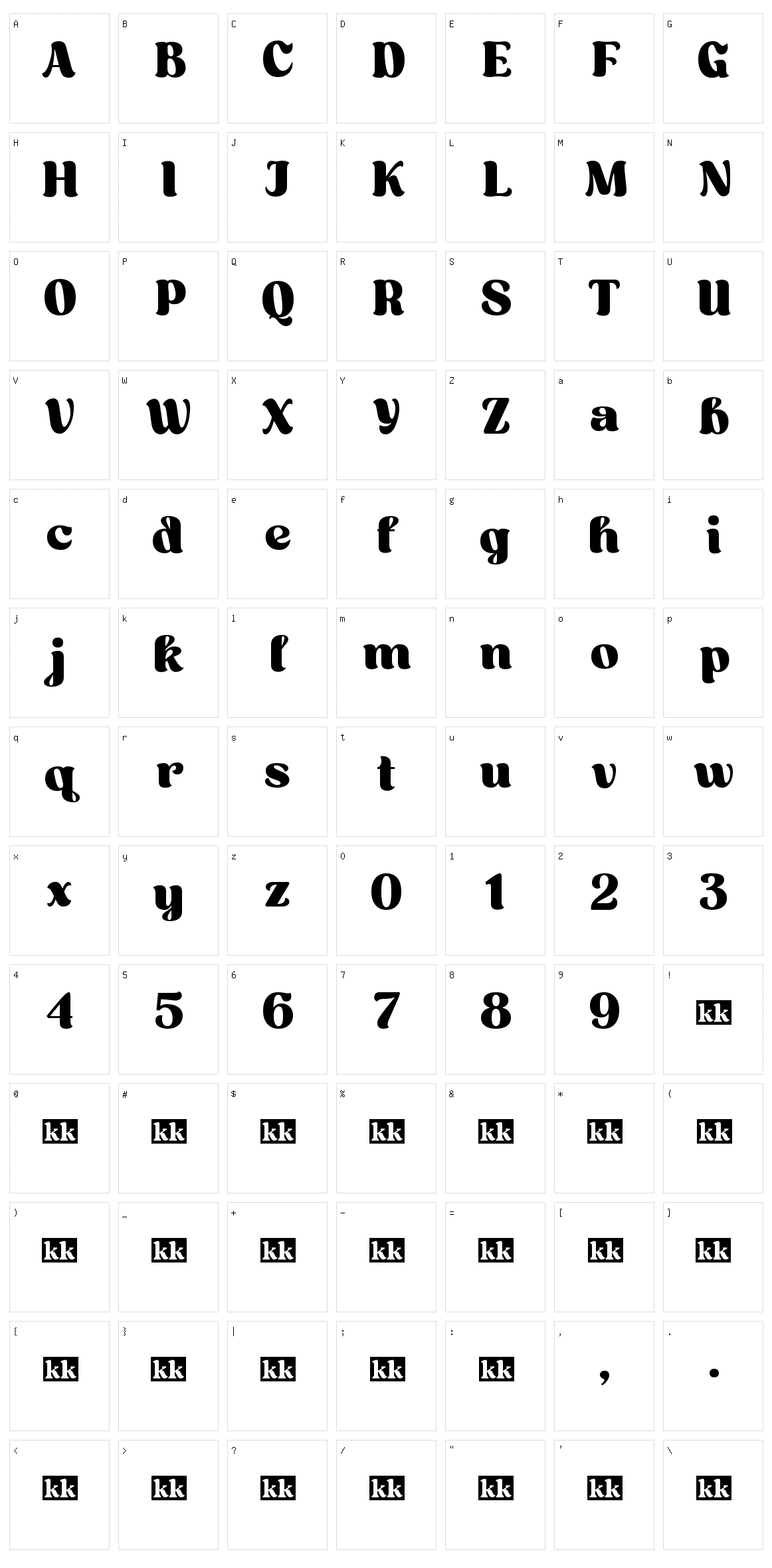 Aveghia Character Set