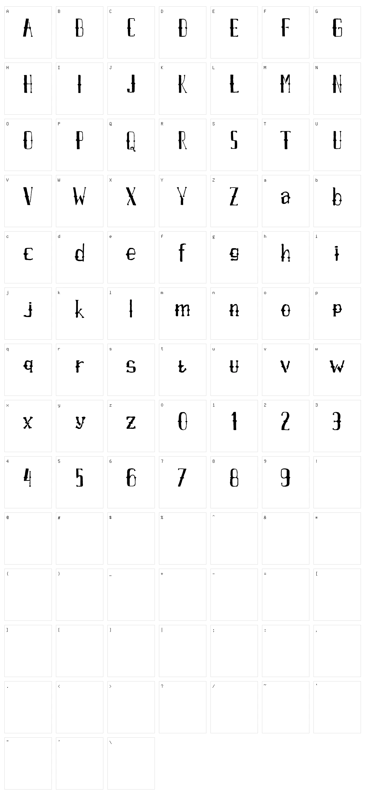 AXR Airpena Character Set